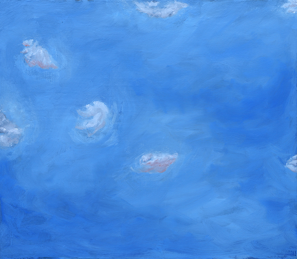 A Mourning Sky (Disturbed), 2019, 50x44cm, oil and metal leaf on gesso panel