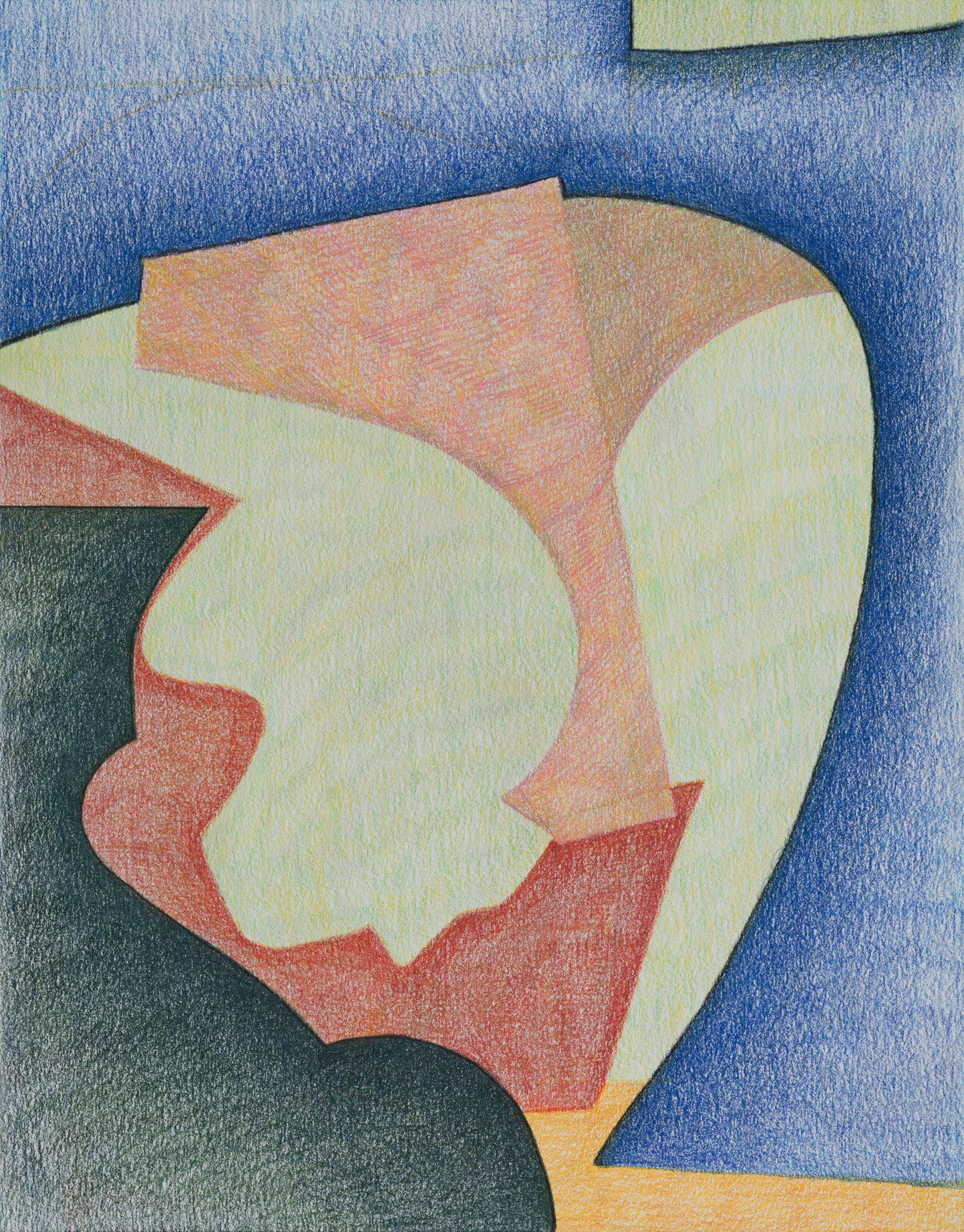 Obsidian Thruway, 2021, colored pencil and graphite on paper, 14 × 11".