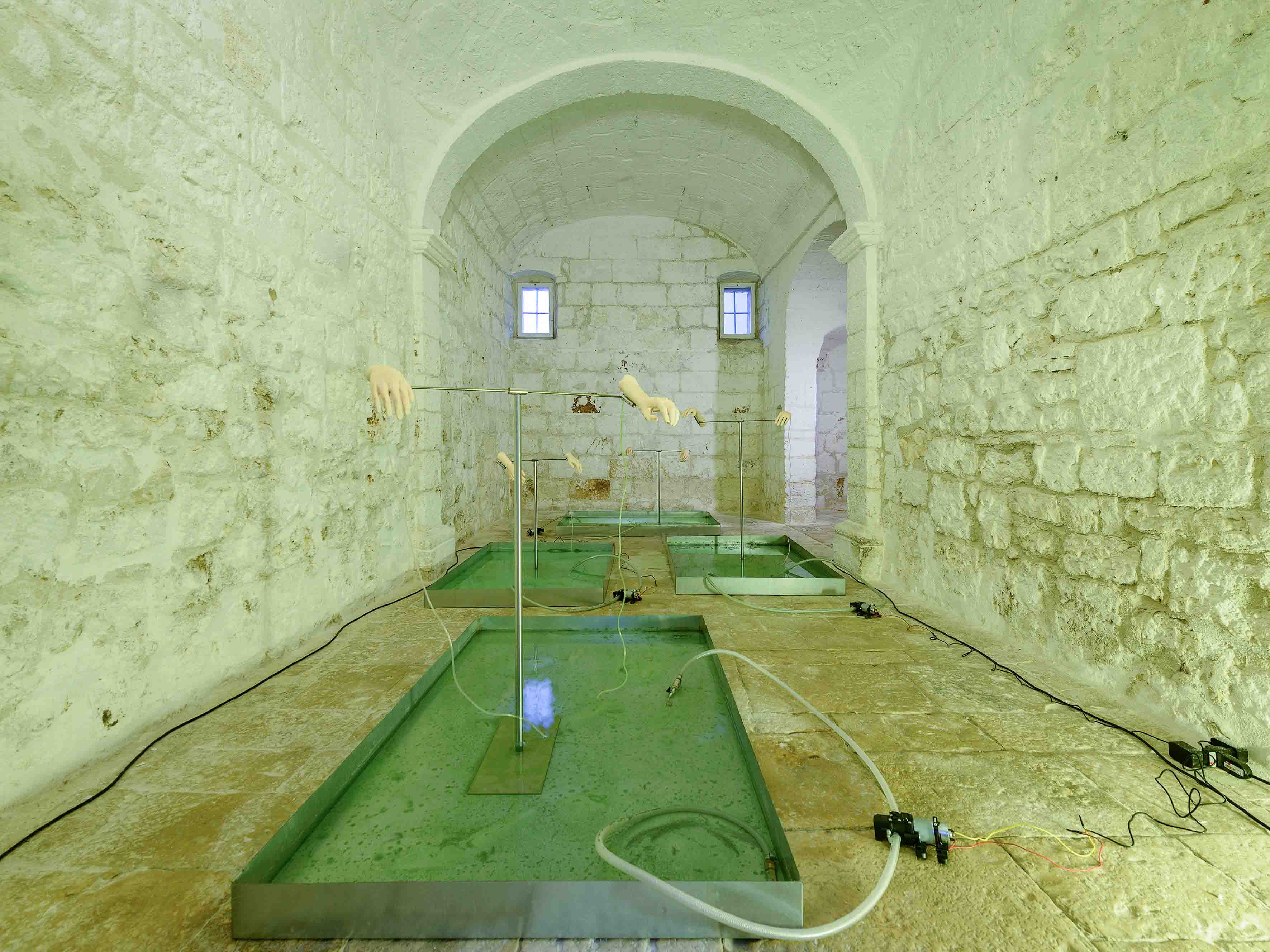 TIDAL, POROUS, AND FRAGMENTARY by ARIANNA LADOGANA at FONDAZIONE PINO PASCALI / EX CHIESETTA VICO SANTO STEFANO curated by ROBERTO CUOGHI [from 20251018 to 20260503] [Photo: Paolo Modugno]