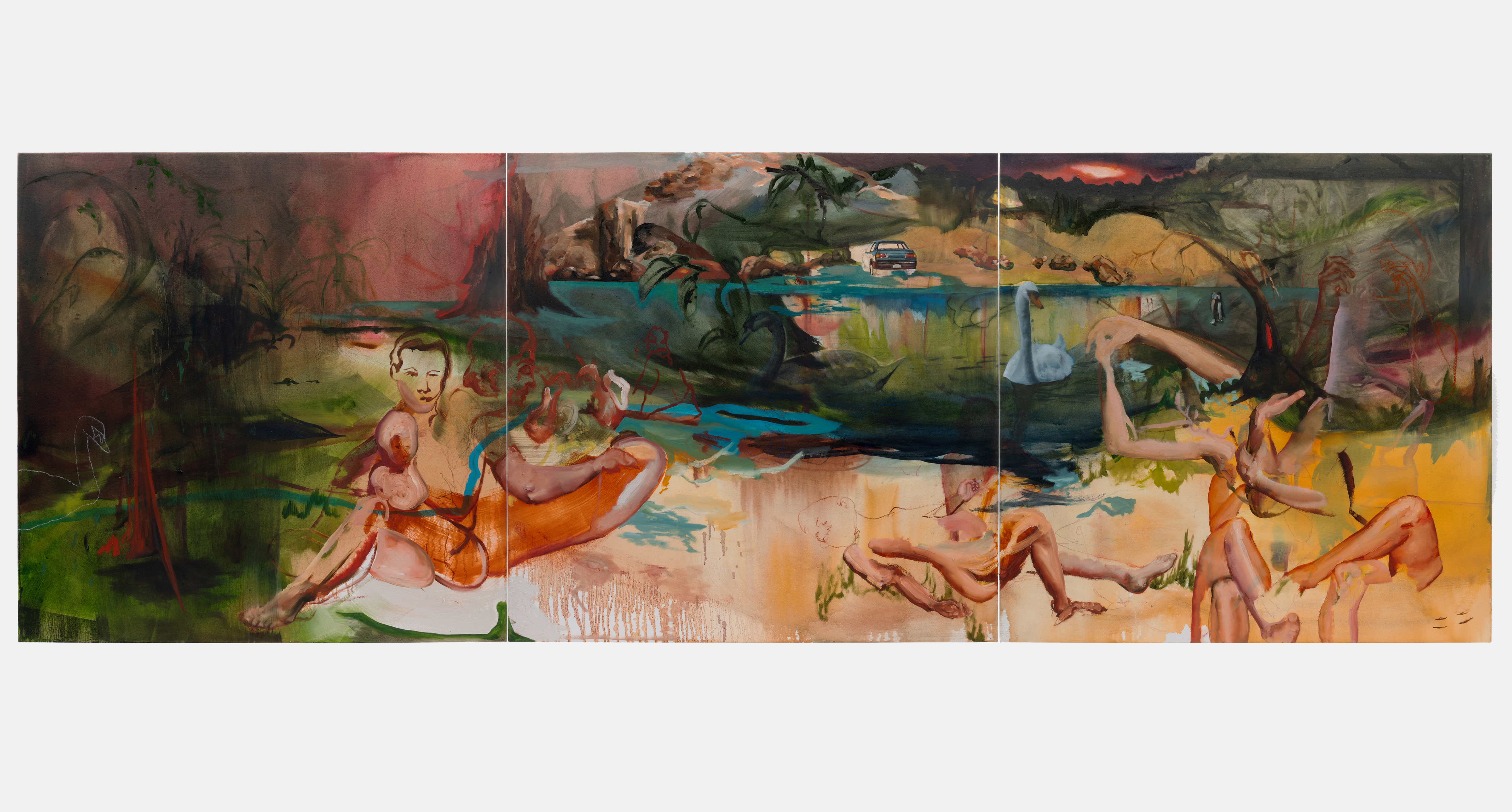 Beach Day2025, oil on canvas, 44 x 132 in.