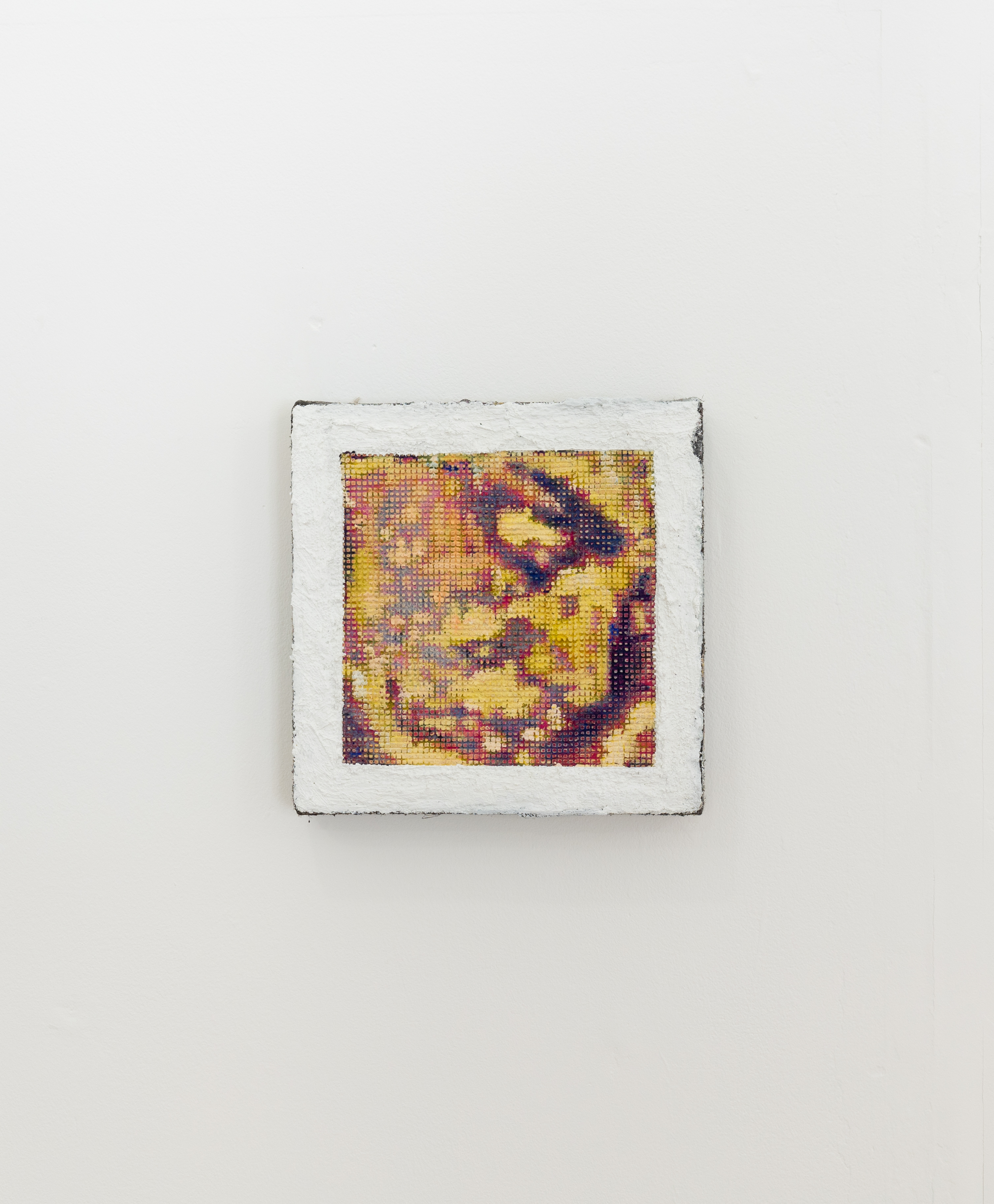 To strike a pose is to pose a threat II, 2022, oil, charcoal, marble dust, portland stone on flax, 22x 22 cm - Aleksander Mechlinski