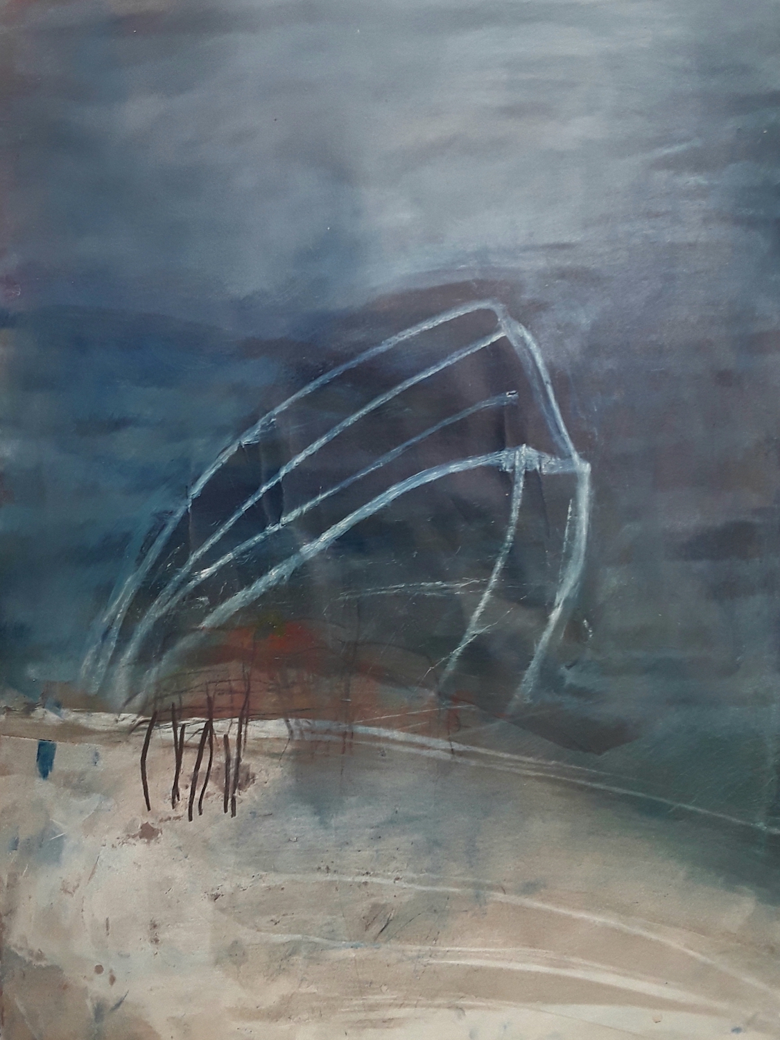 Upside Down, 2016, Oil on paper, 22 x 30 in.