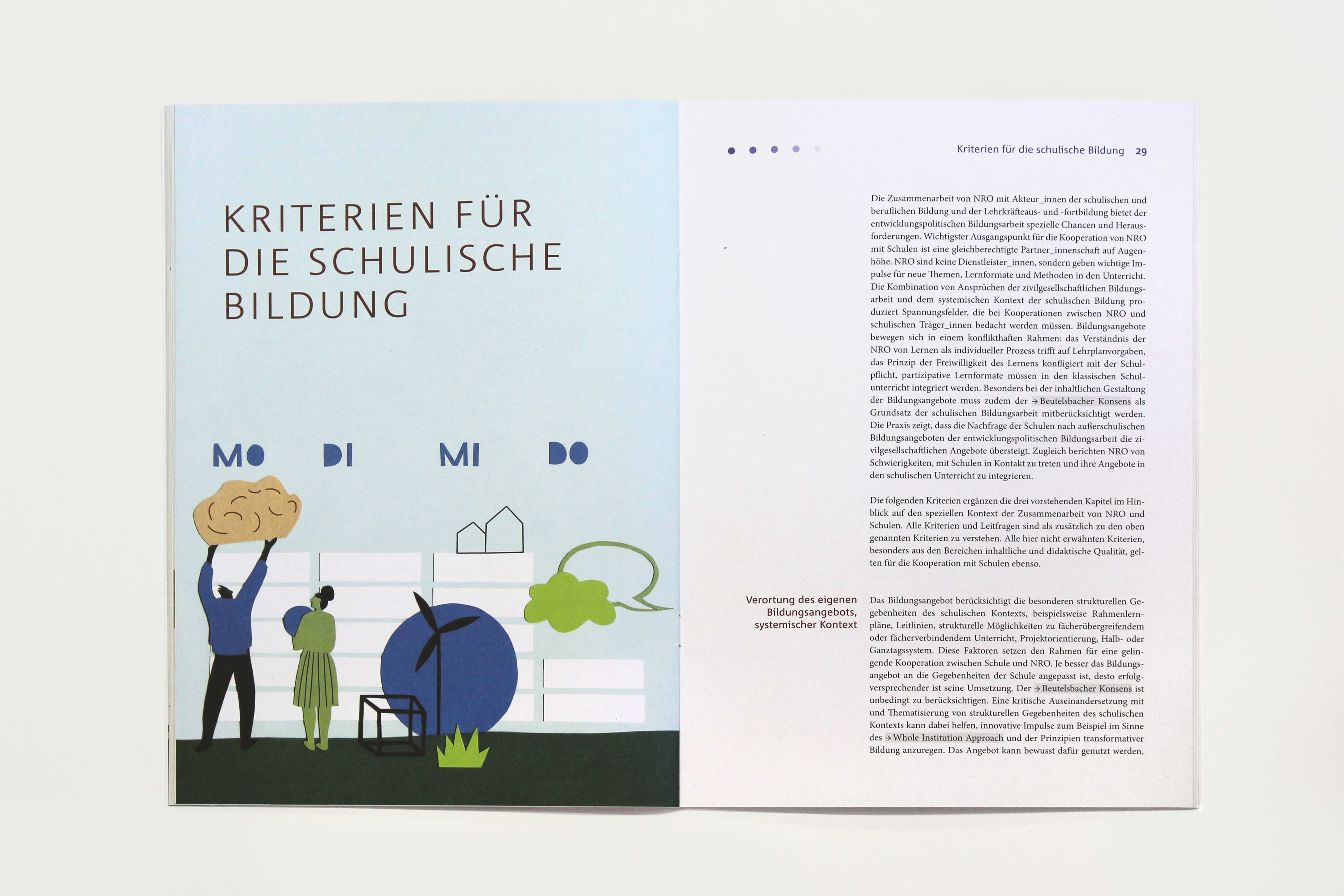 Entwicklungspolitische BildungsarbeitIllustrationen, Broschürengestaltung