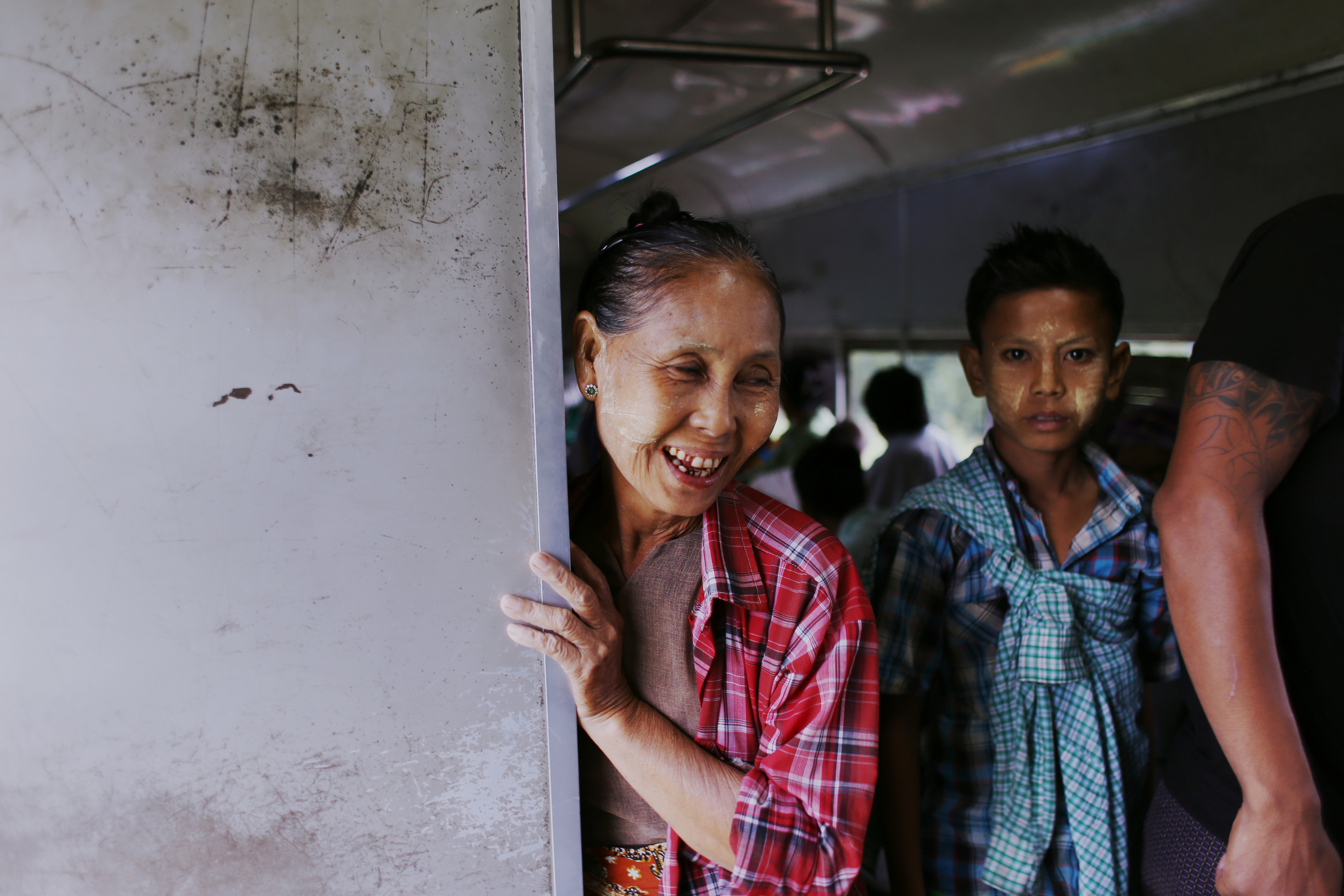An older woman laden with hessian sacks of vegetables boards the train and I offer her my seat. She shakes her head and instead taps a boy on the shoulder, insisting that he stand, rather than I. The locals really take to heart the large blue slogans pasted around the stations that read “Warmly Welcome and Take Care of Tourists”.