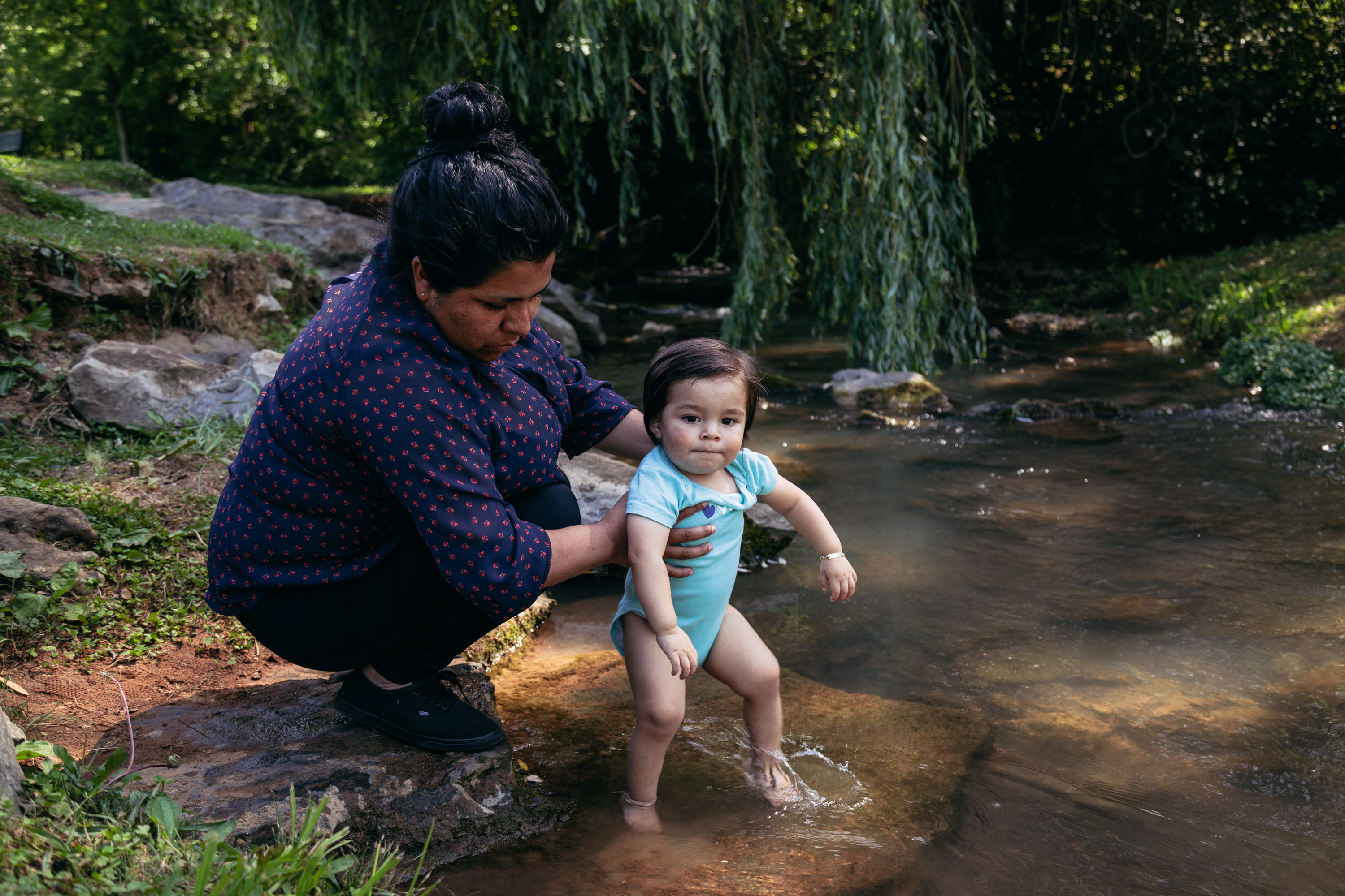 Esmeralda, Luis' sister, played with her son, Sahmet, at a park in Morristown, Tenn.