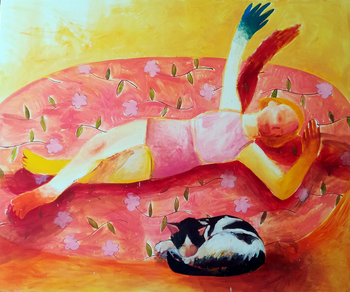 At home, acrylic and oil on canvas, 100/120 cm