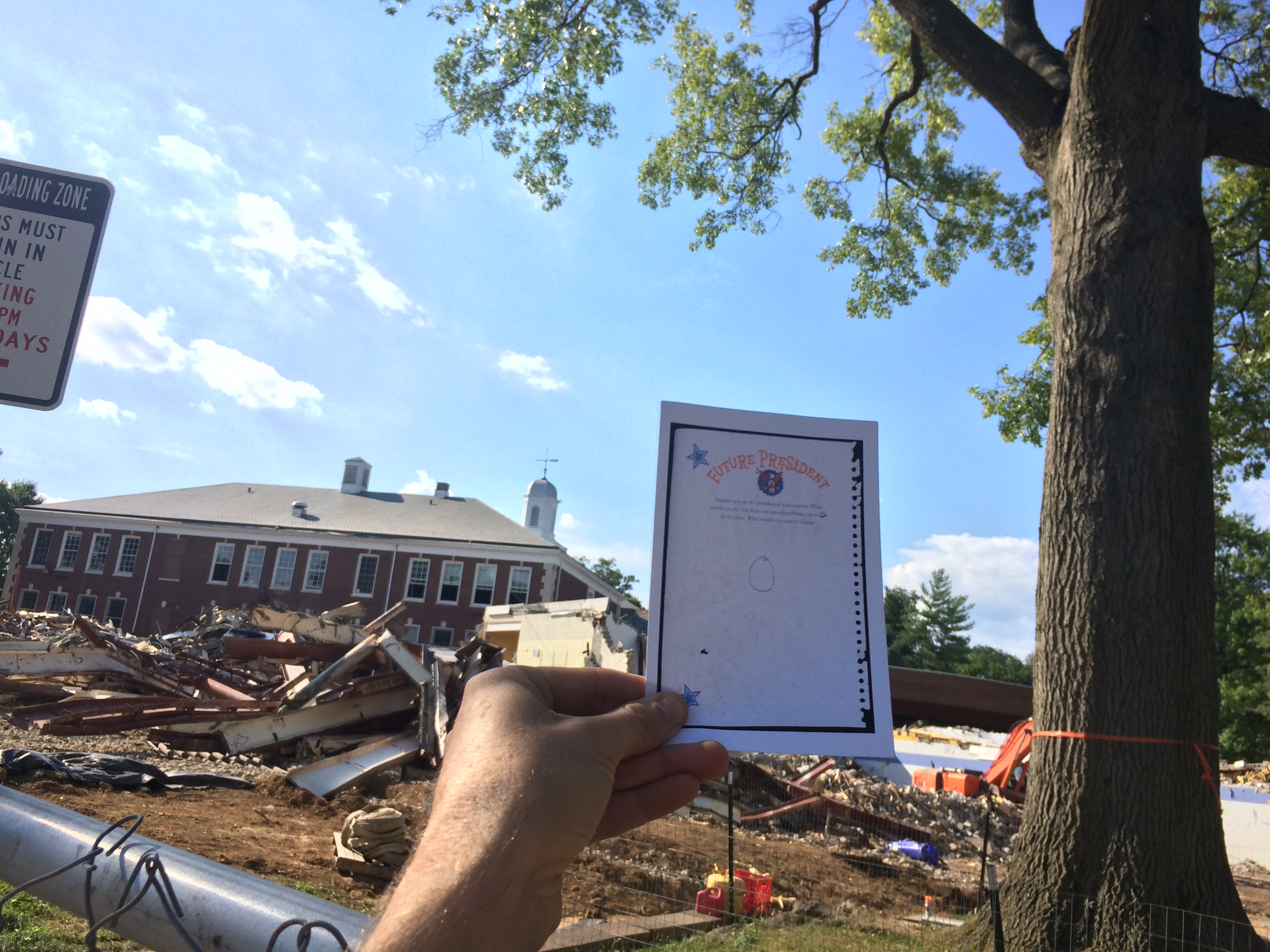 I left this card near the elementary school I attended in Washington, DC