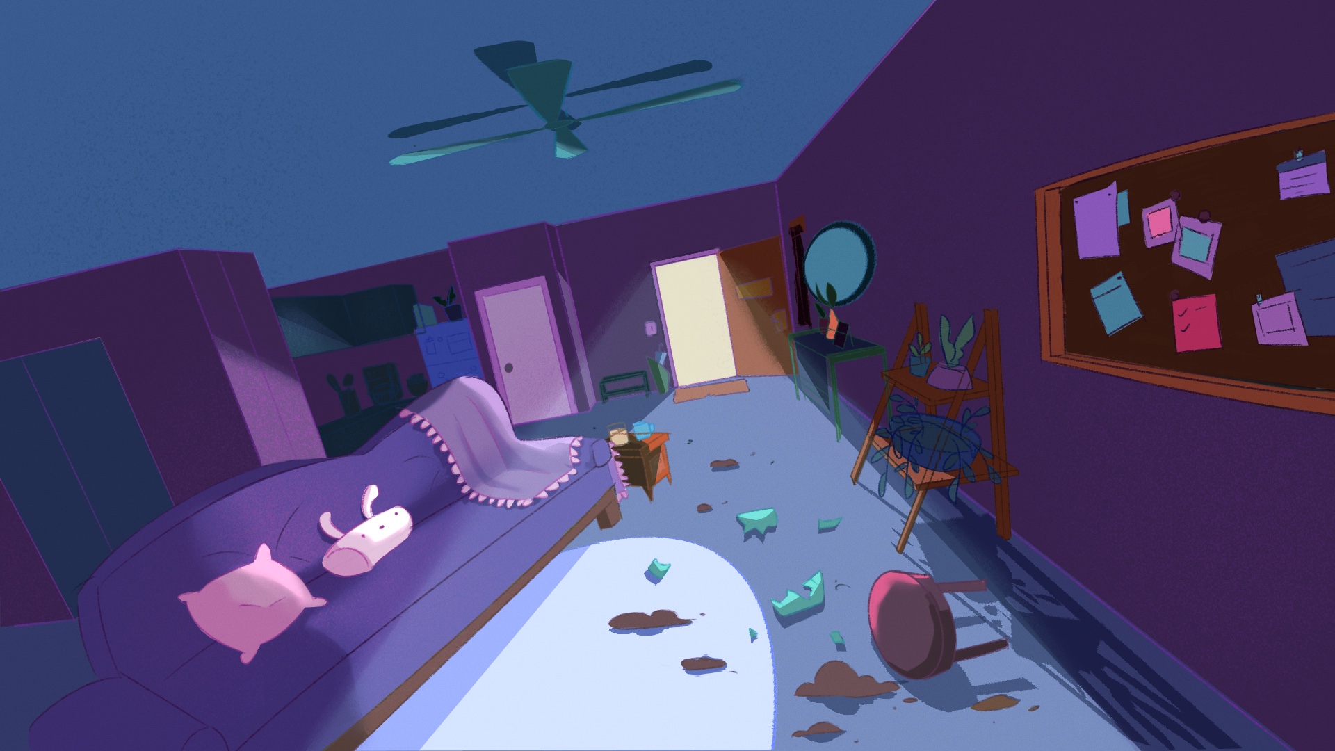 PLANT LADY - WIDE DOWN SHOT