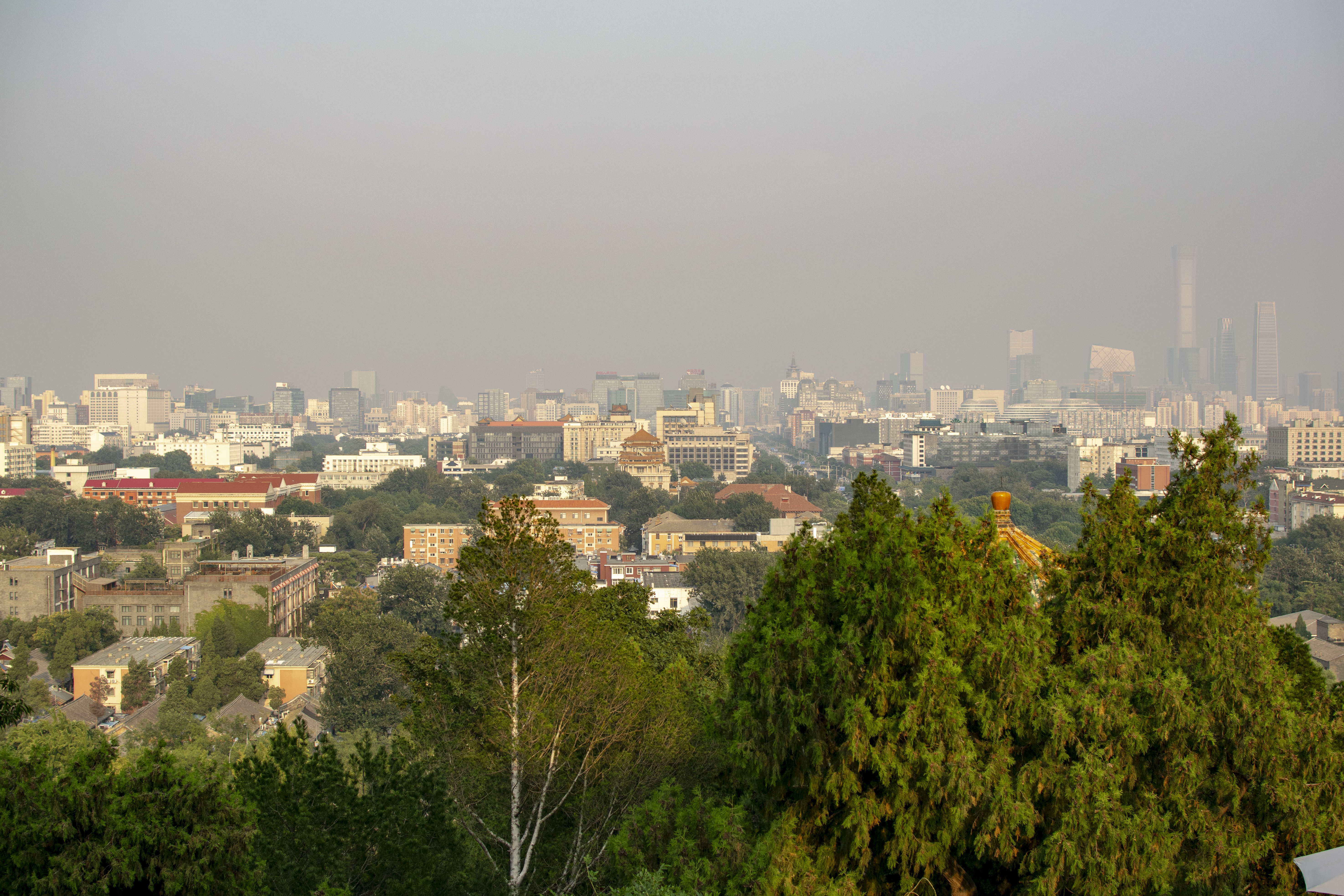 Beijing vista desde arriba, con smog