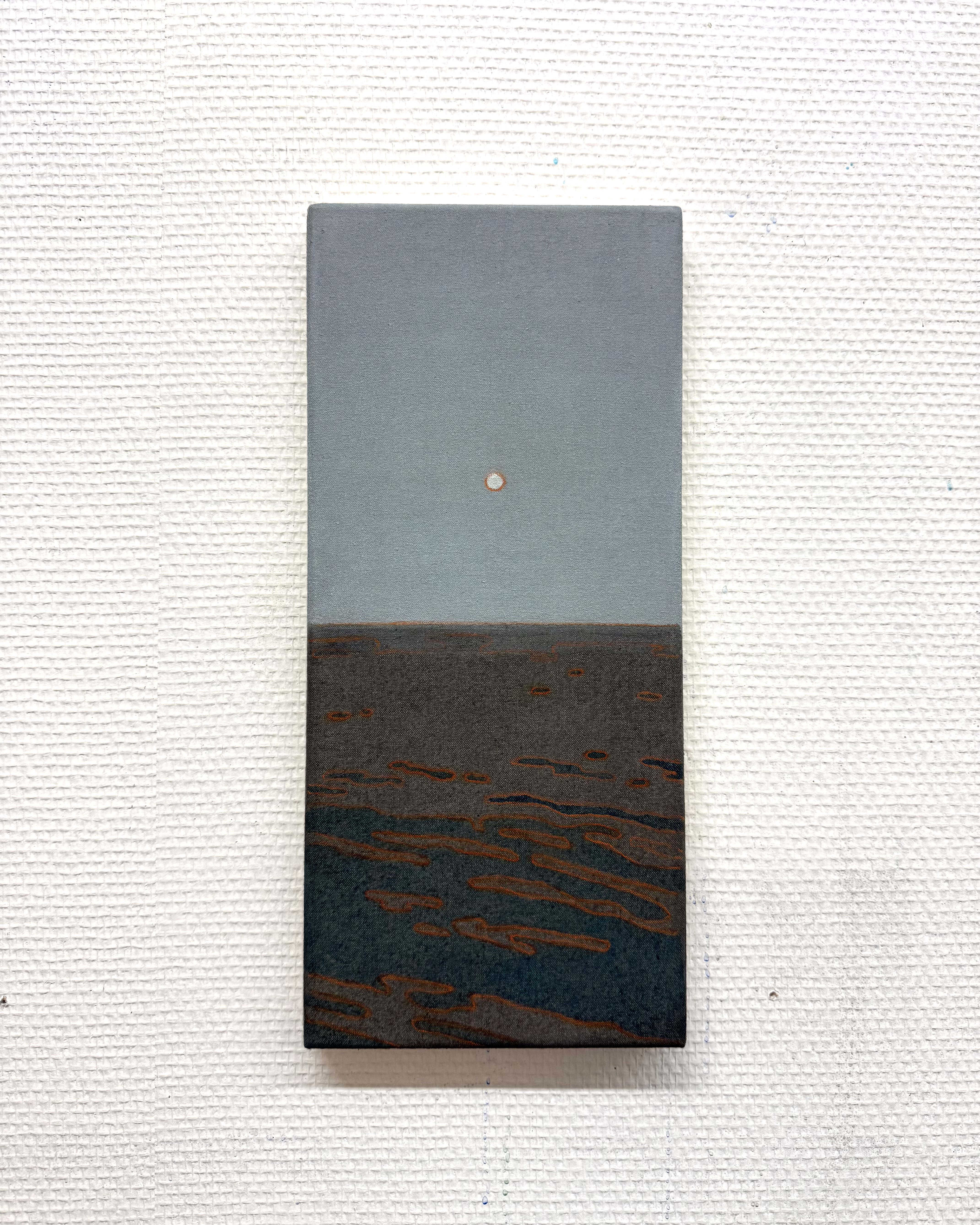 Aardappel field, 2025, Acrylic and pencil on canvas, 40 x18 cm