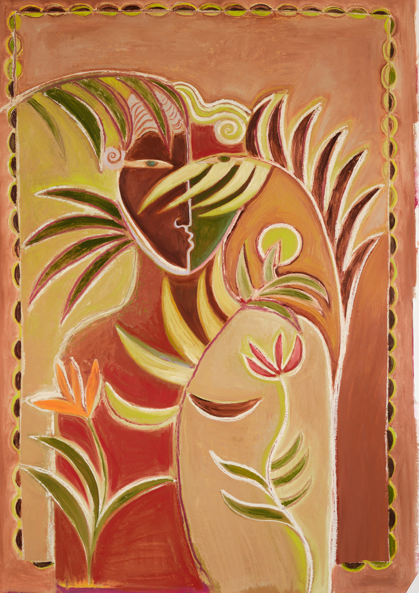 Portrait 3, 2024, Oil & oil stick on canvas. 91cm x 130cm