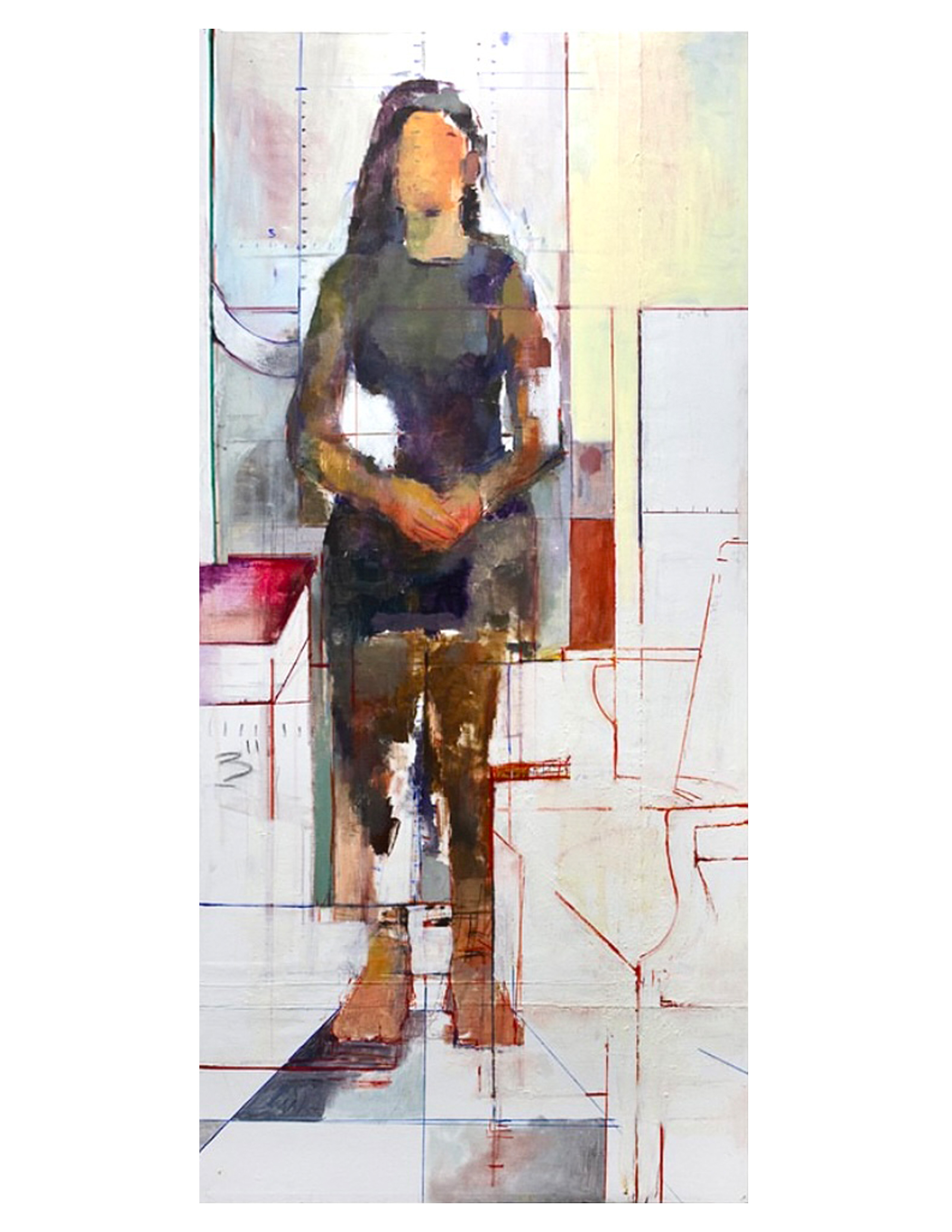 The Body and The Seat, Oil on canvas, 7’ 11” x 3’ 5” 2024