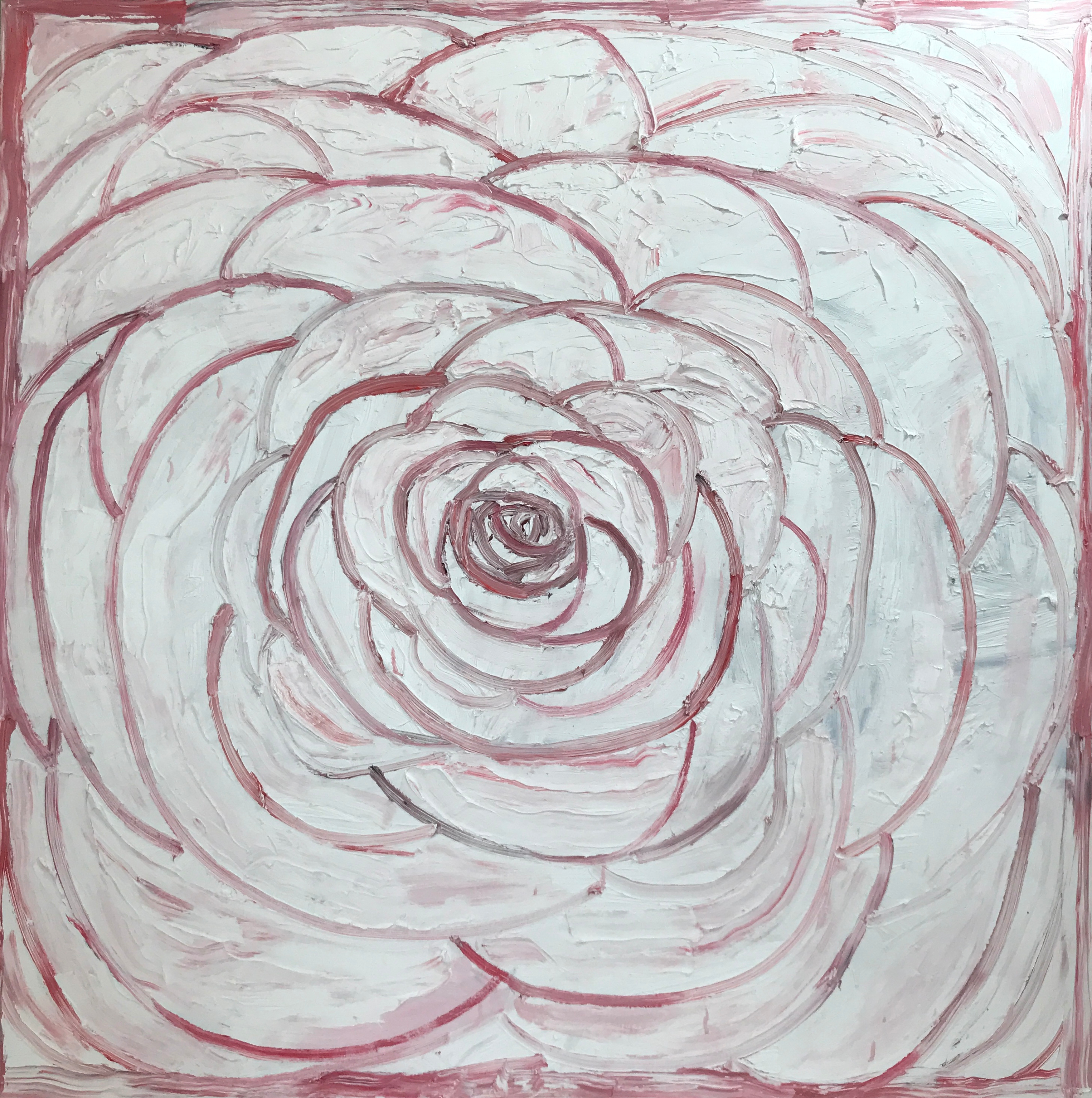 Red Camellia, 2022, Oil on canvas, 48"x48" in