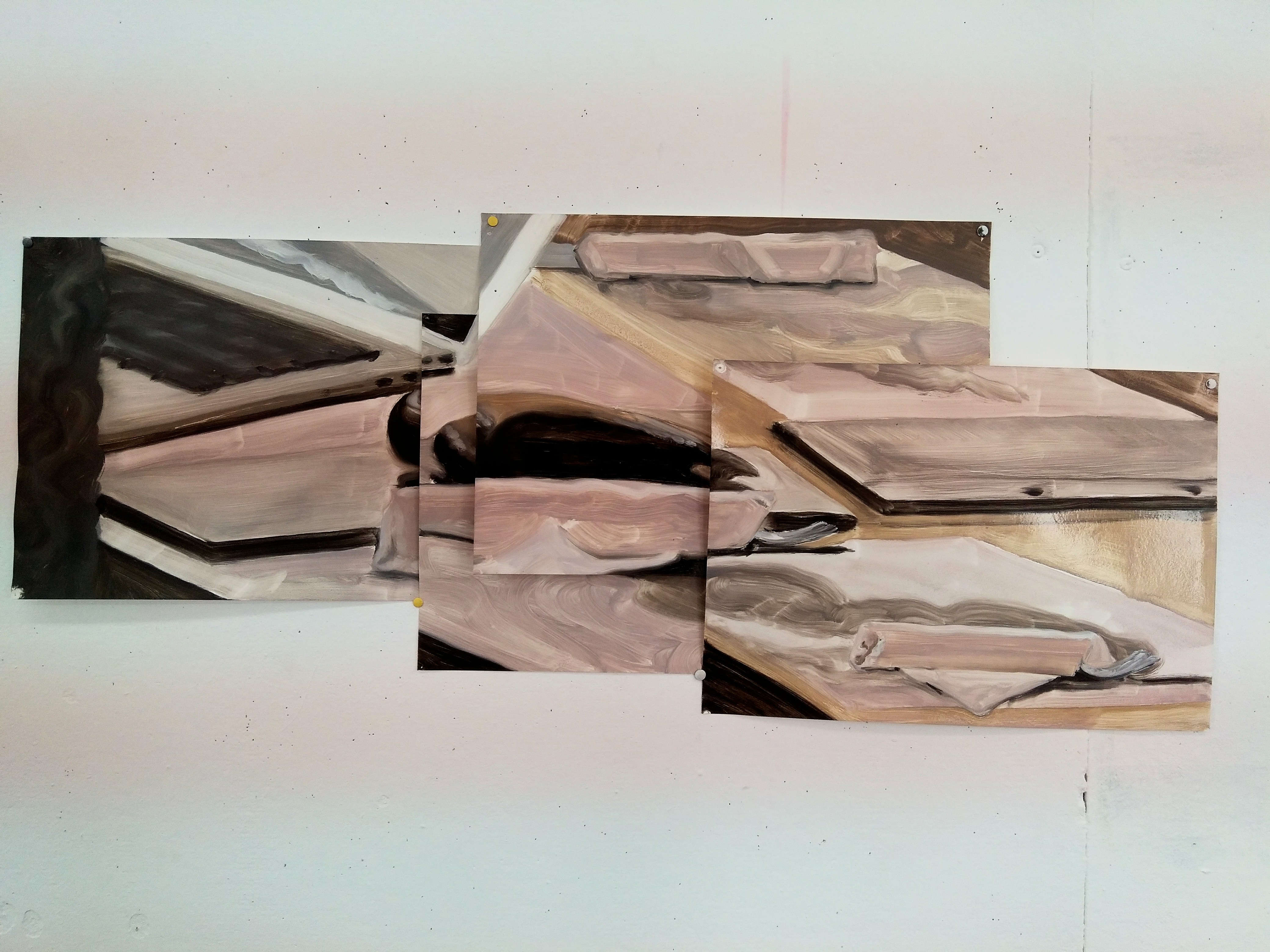 Untitled (Table close-up), 2017, Oil on paper, 2017, variable size