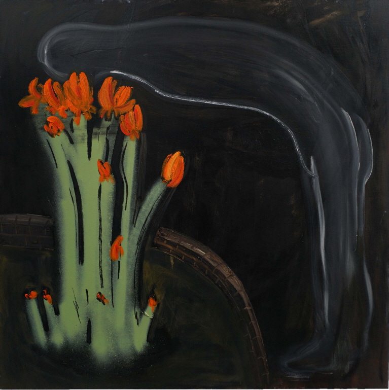 Snob, 2020, oil, spray on canvas, 97x97cm.