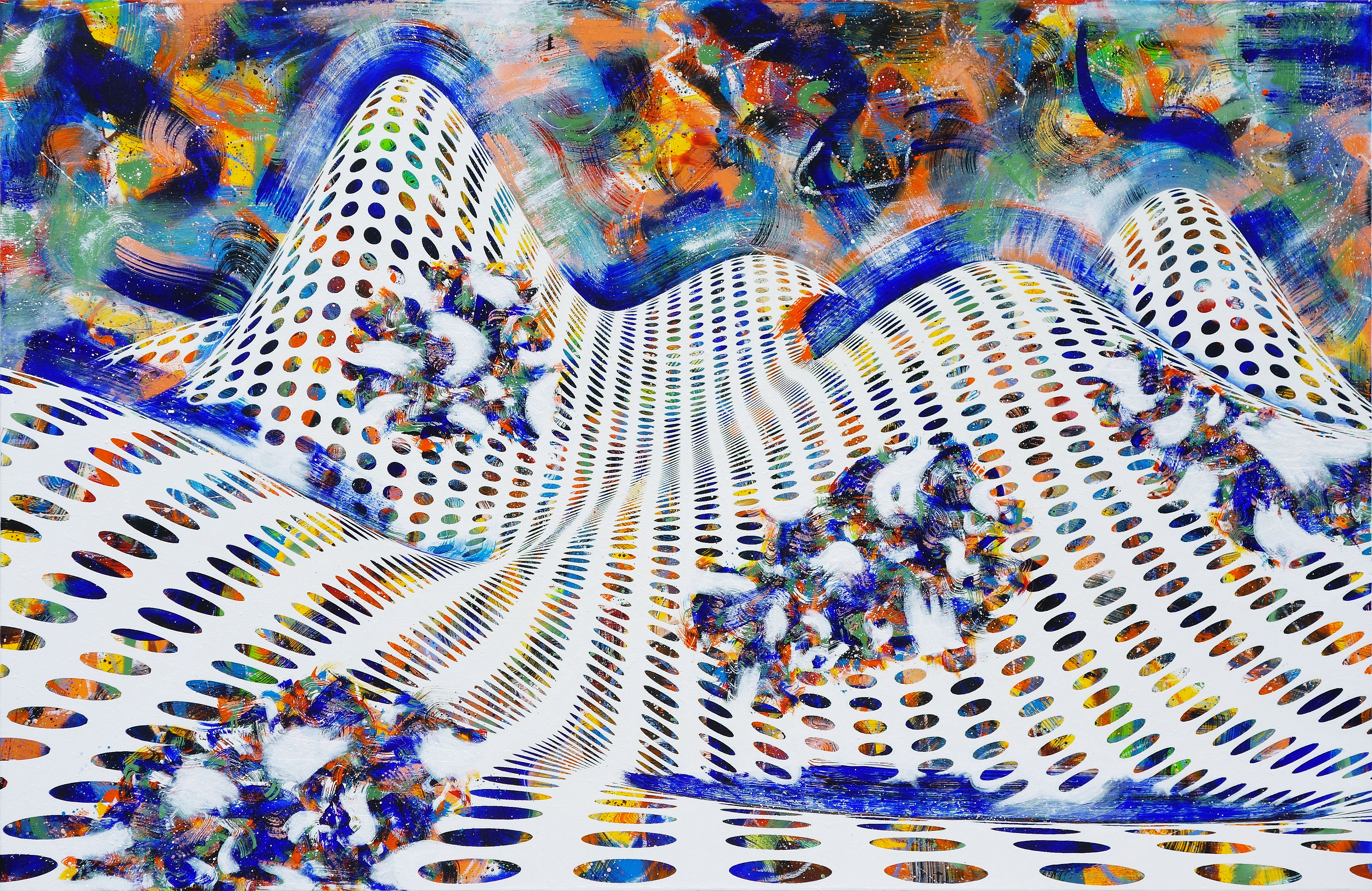 Fuga #3, 2018. Oil and ink on canvas. 130x200 cm