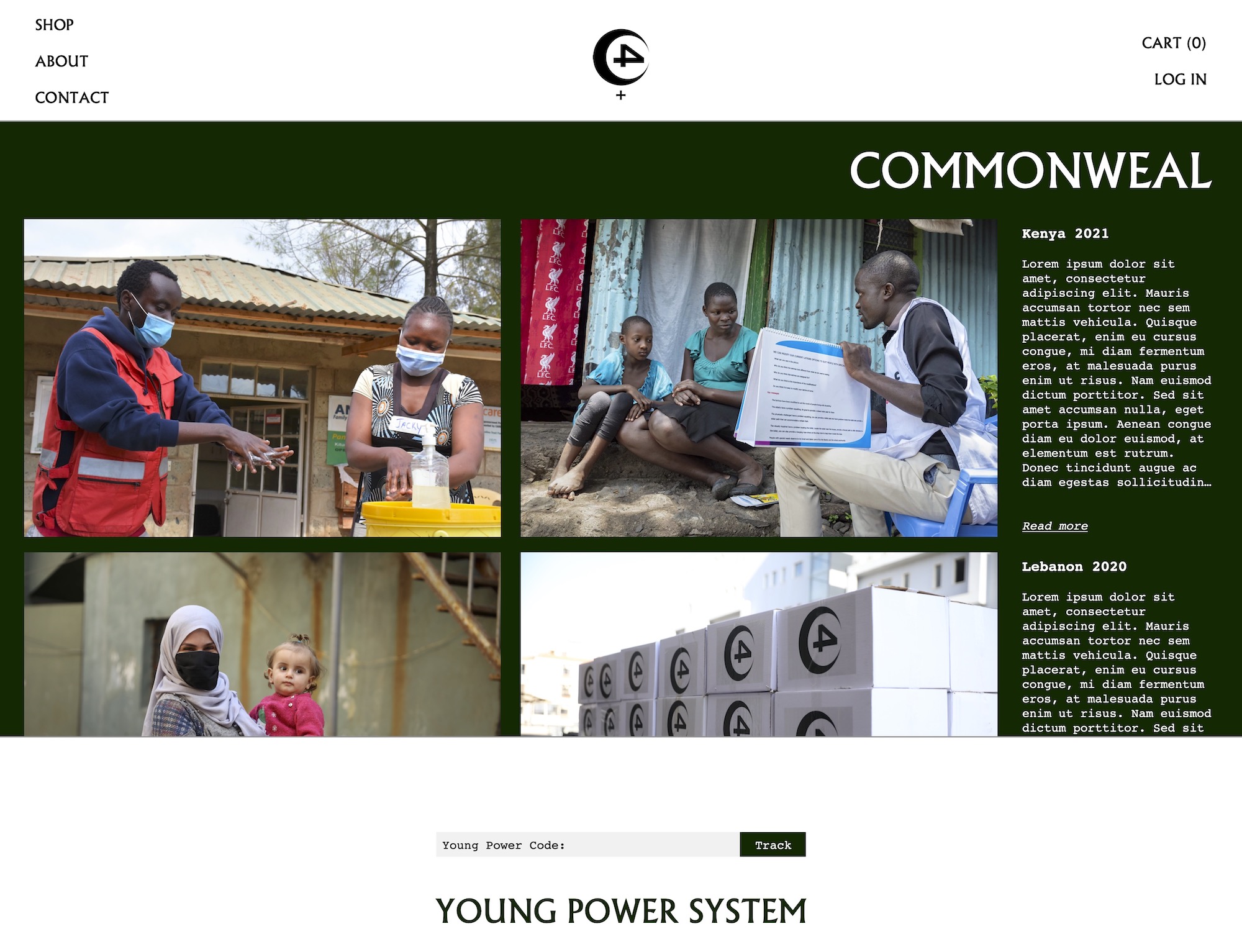 The commonweal page contains all charity works carried out by near4rest. each project should have their own page with full details in regards to how the project was carried out (including how the donation was used - idealy being fully transparent with numbers)