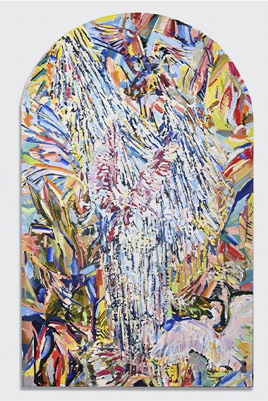 Spoonbill in light satin, 2021. Oil on canvas, 86” x 50.5”