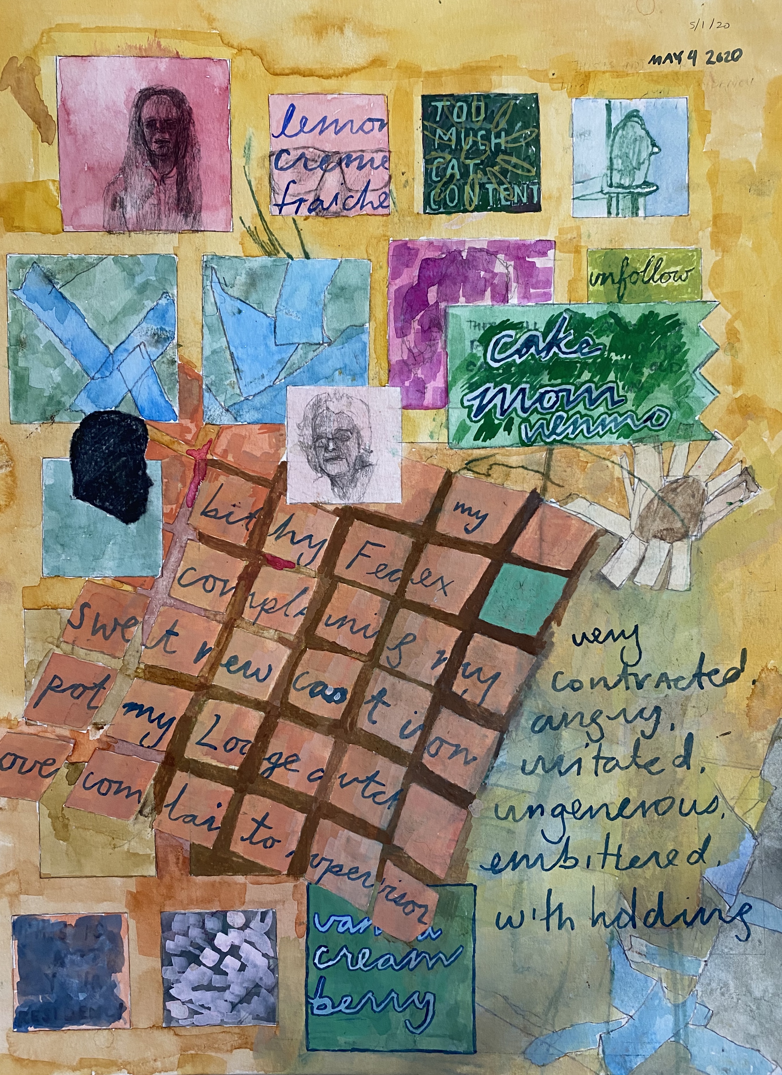 Consumption B, 2020. Watercolor, gouache, and pencil on paper.