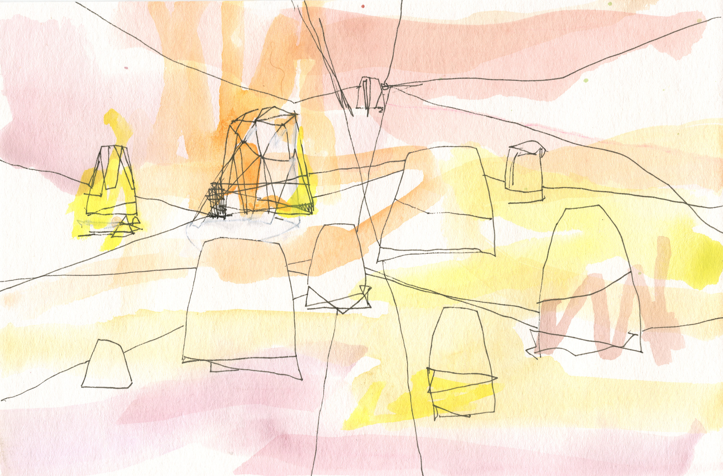 2506, watercolor and ink on paper, 6 x 9 inches