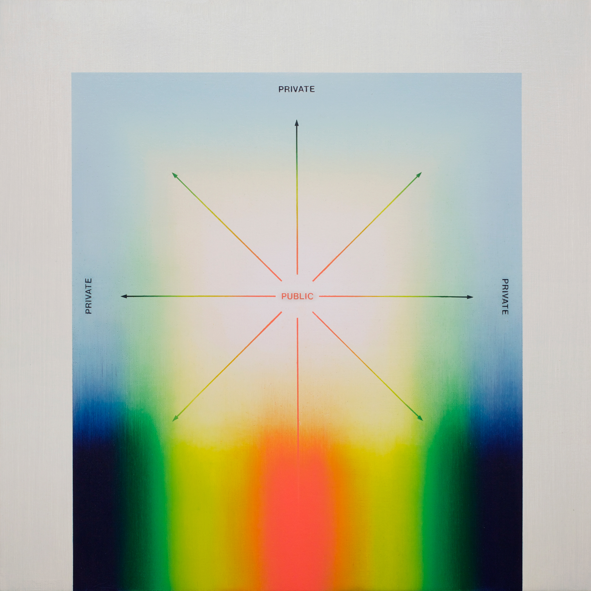 Public / Private (Part II of Diptych). 2012. Oil on canvas, 24" x 24" (61 x 61 cm)