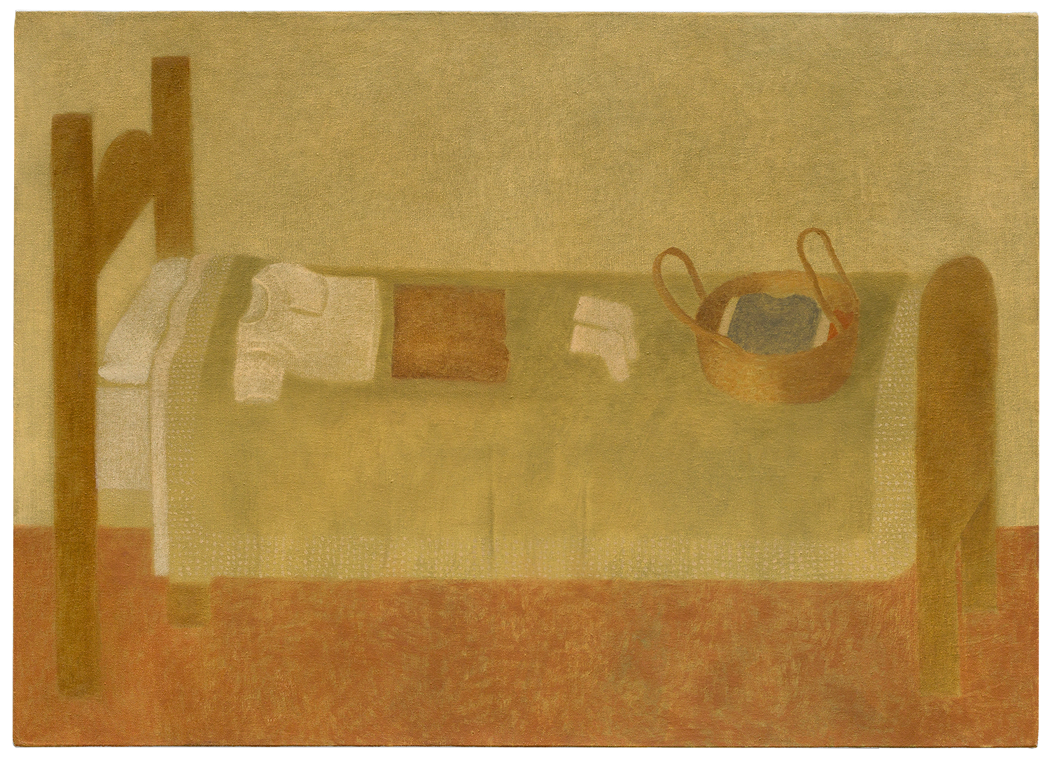 "Cama e roupa limpa", 2023, óleo sobre tela