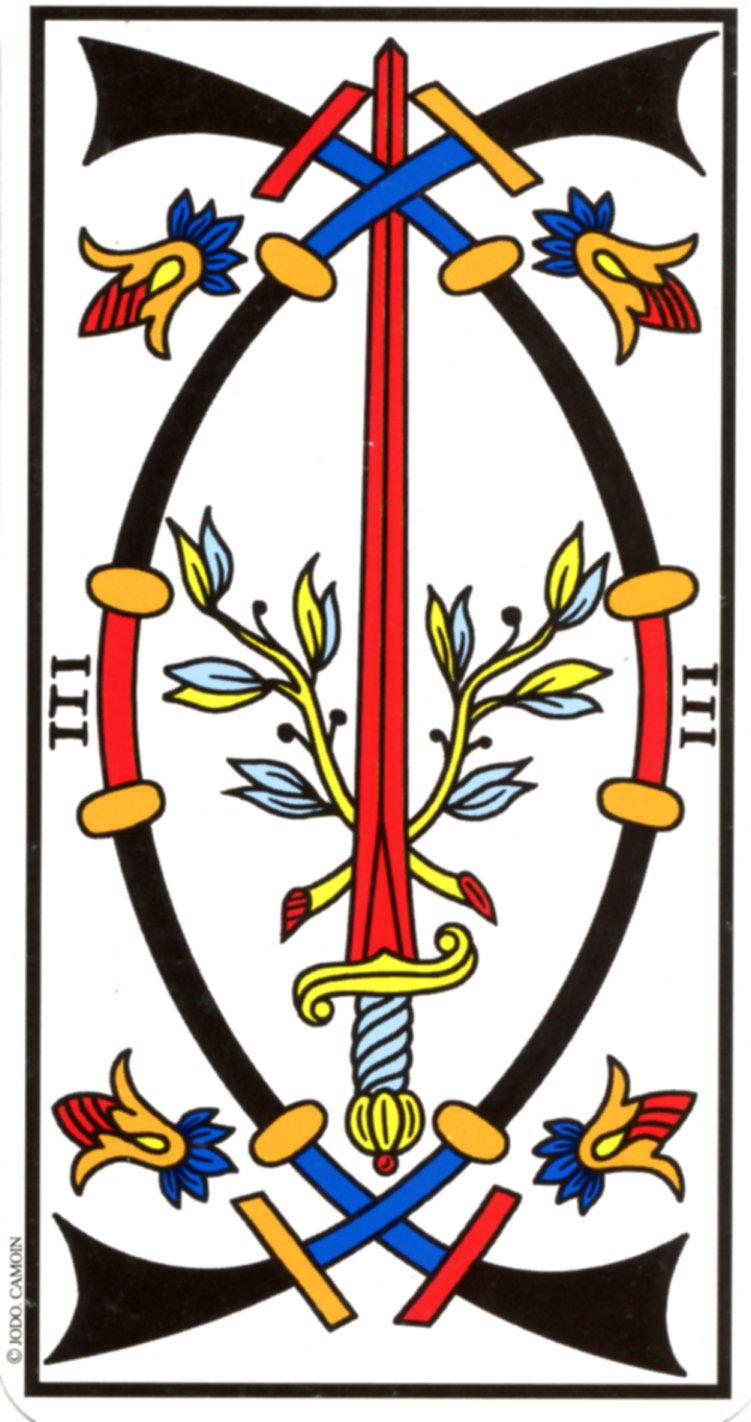 3 of swords meaning upside down