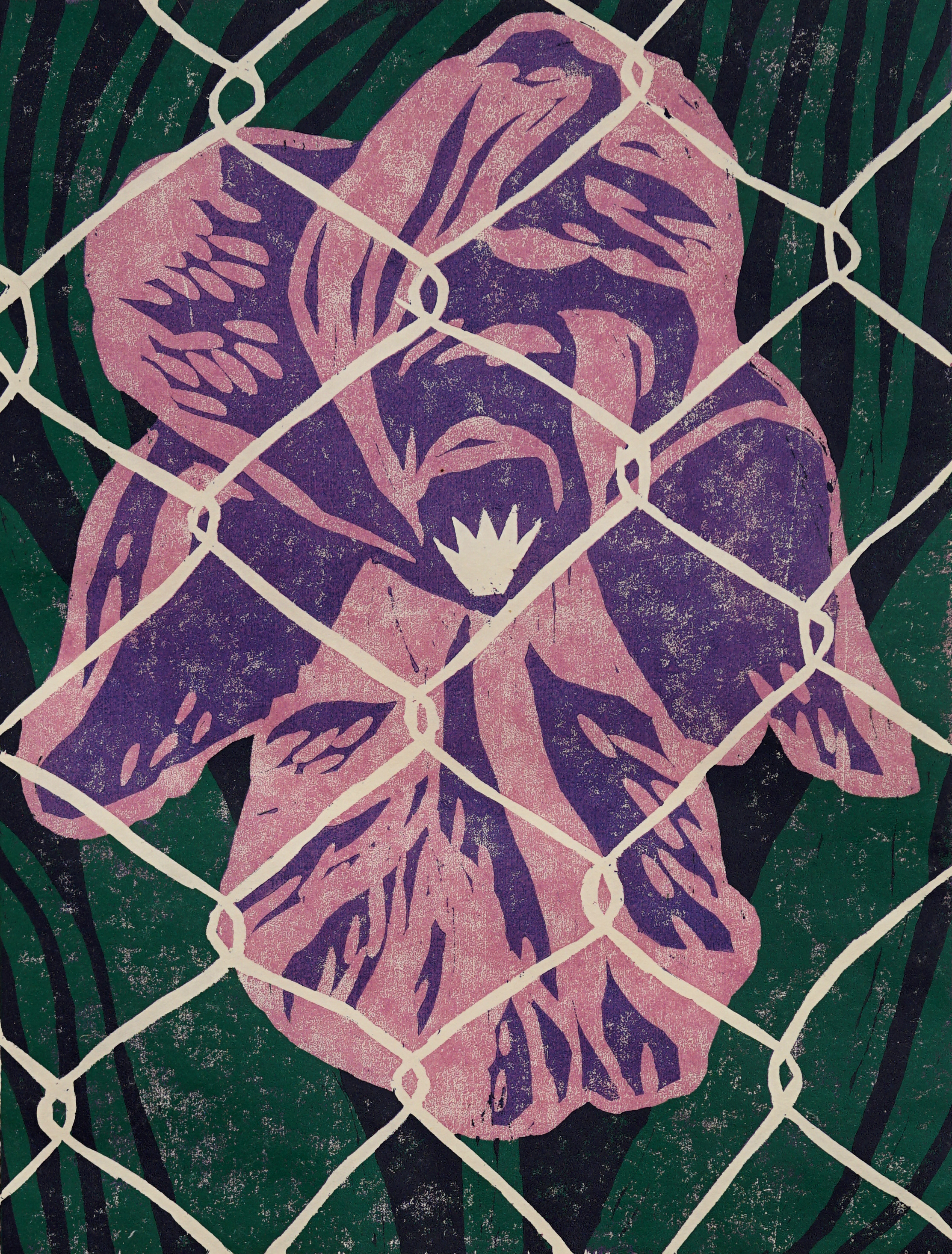 In Your Neighbor's Garden / four-layer reduction woodcut