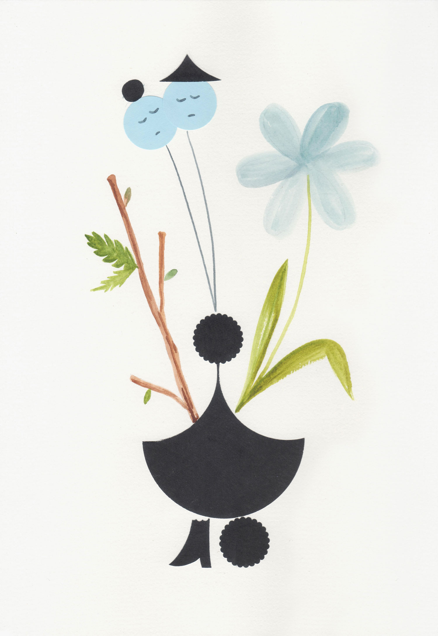 "Twins", 2022, paper, watercolor