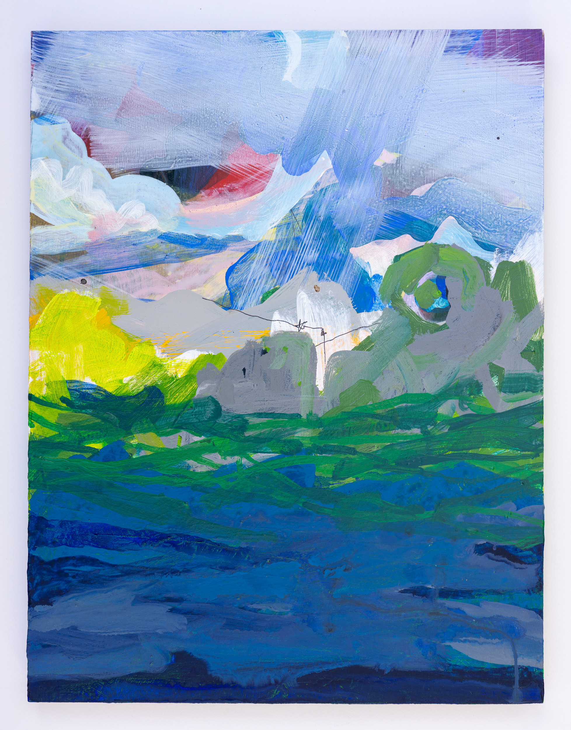 Passage (Cline), 2025, acrylic and ink on panel, 17 x 13 inches