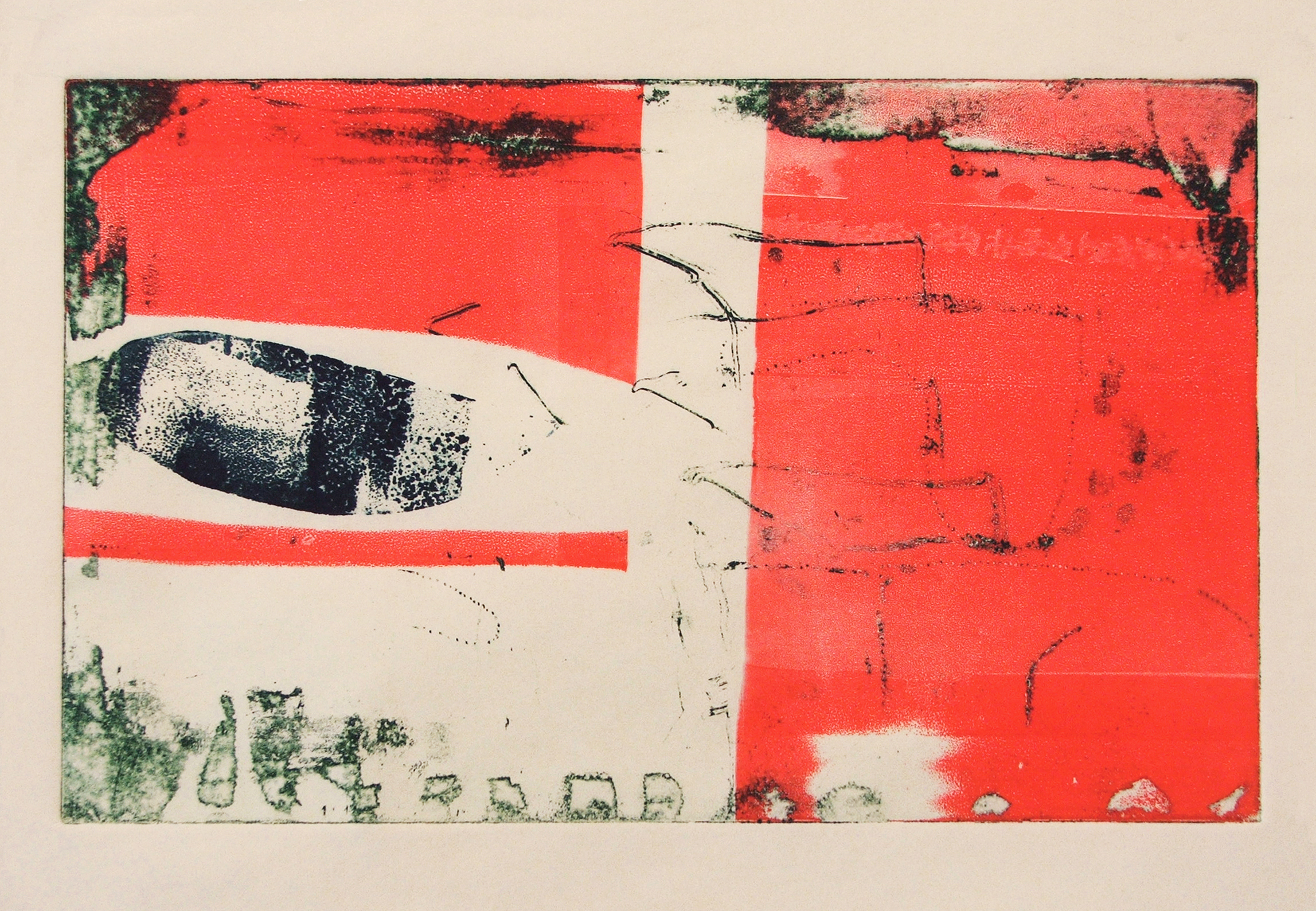 Untitled, 2006, Hard ground and Monotype on Atsukushi paper, 77 X 55 cm
