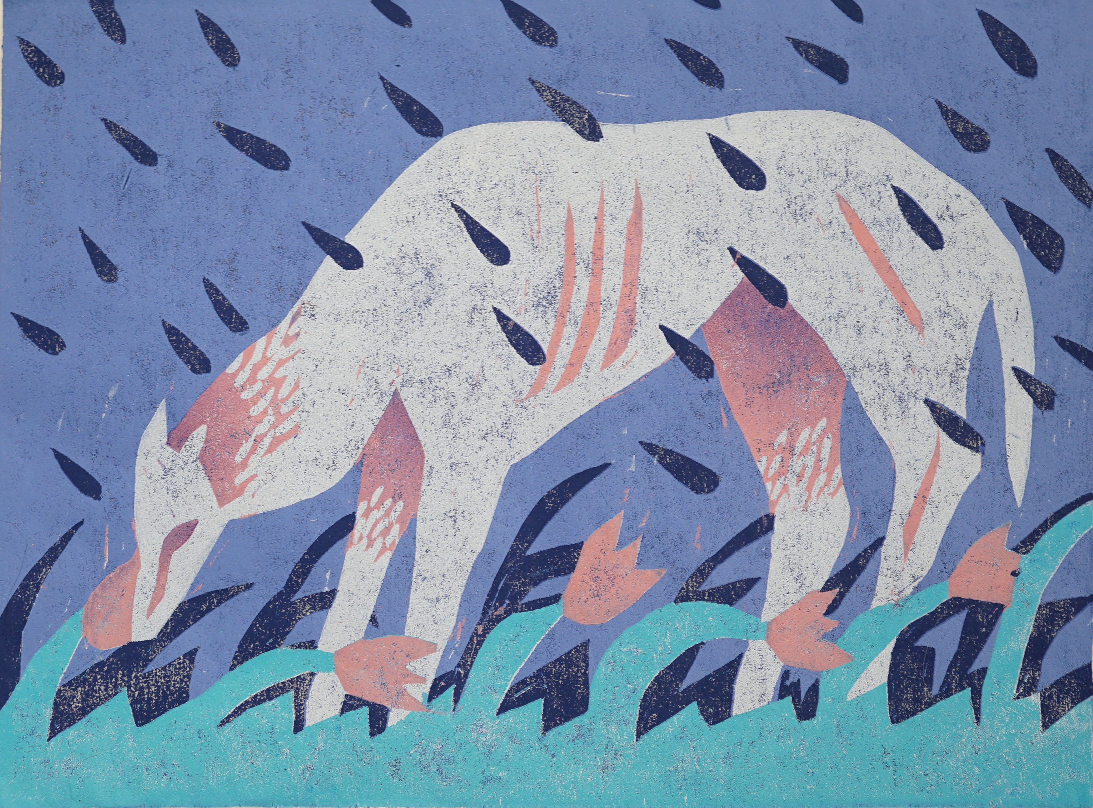 Dark Was the Night, Cold Was the Ground / seven-layer reduction woodcut