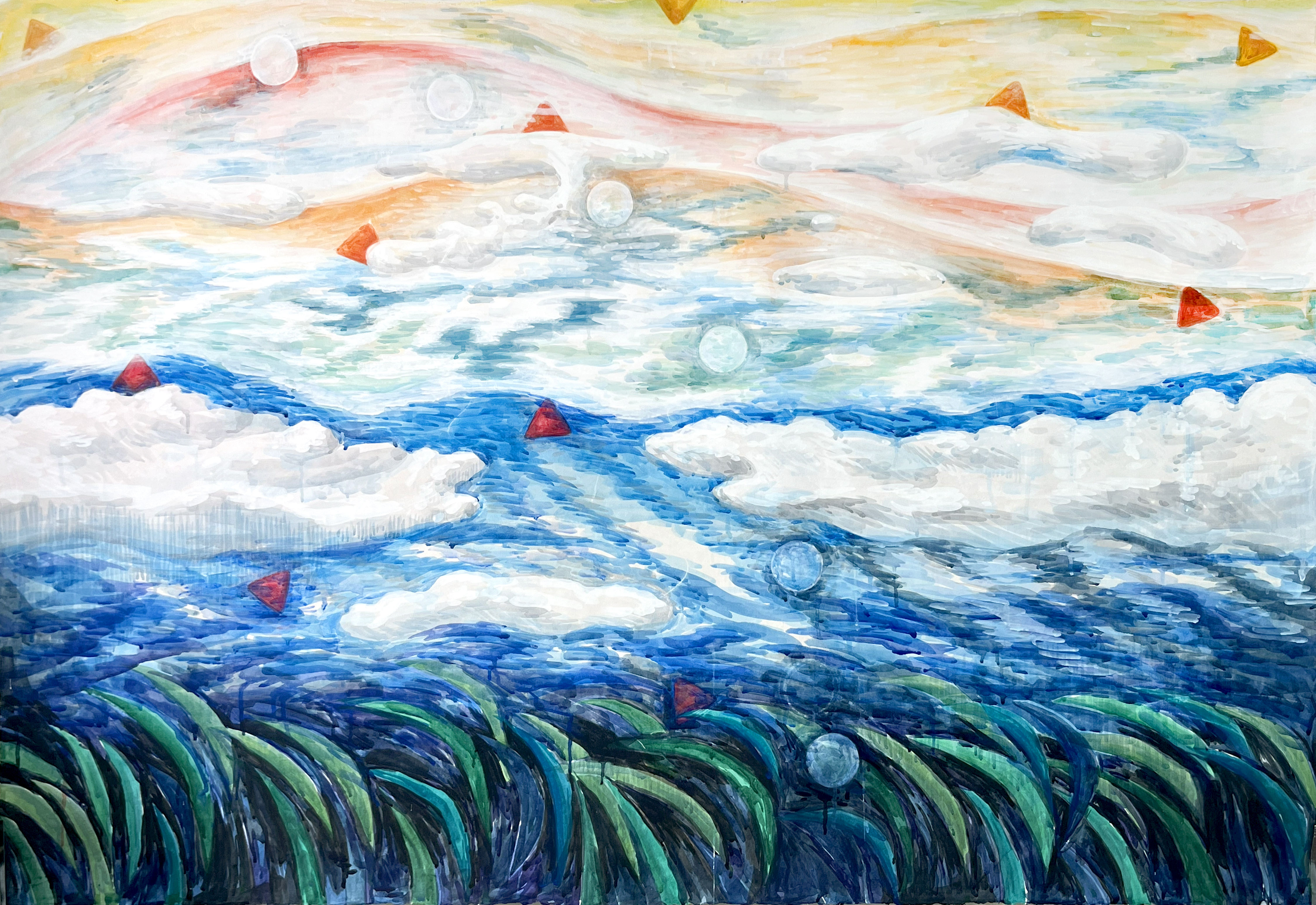 나를 위한 것들 사이에서 균형잡기, 2024, 순지에 채색, 110 x 160 cm