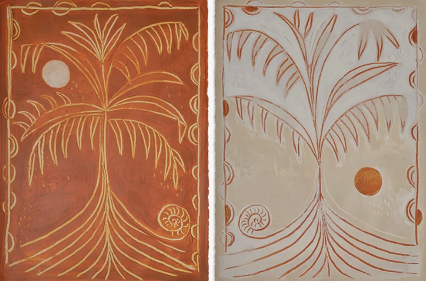 Peaches & Cream, 2024. Acrylic on Arches paper. 30 x 45"