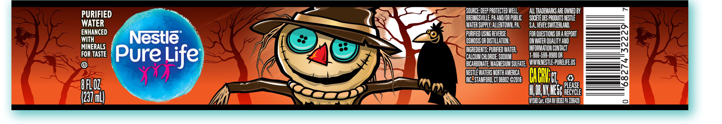 Nestle, water, bottle, Halloween, monsters, Scarecrow, cartoon, comic, cute, kids, scary, fun, funny, art, social media, Ted, Johnston, Creative, Studios, creative, director, illustration, illustrator, artist, advertising, marketing