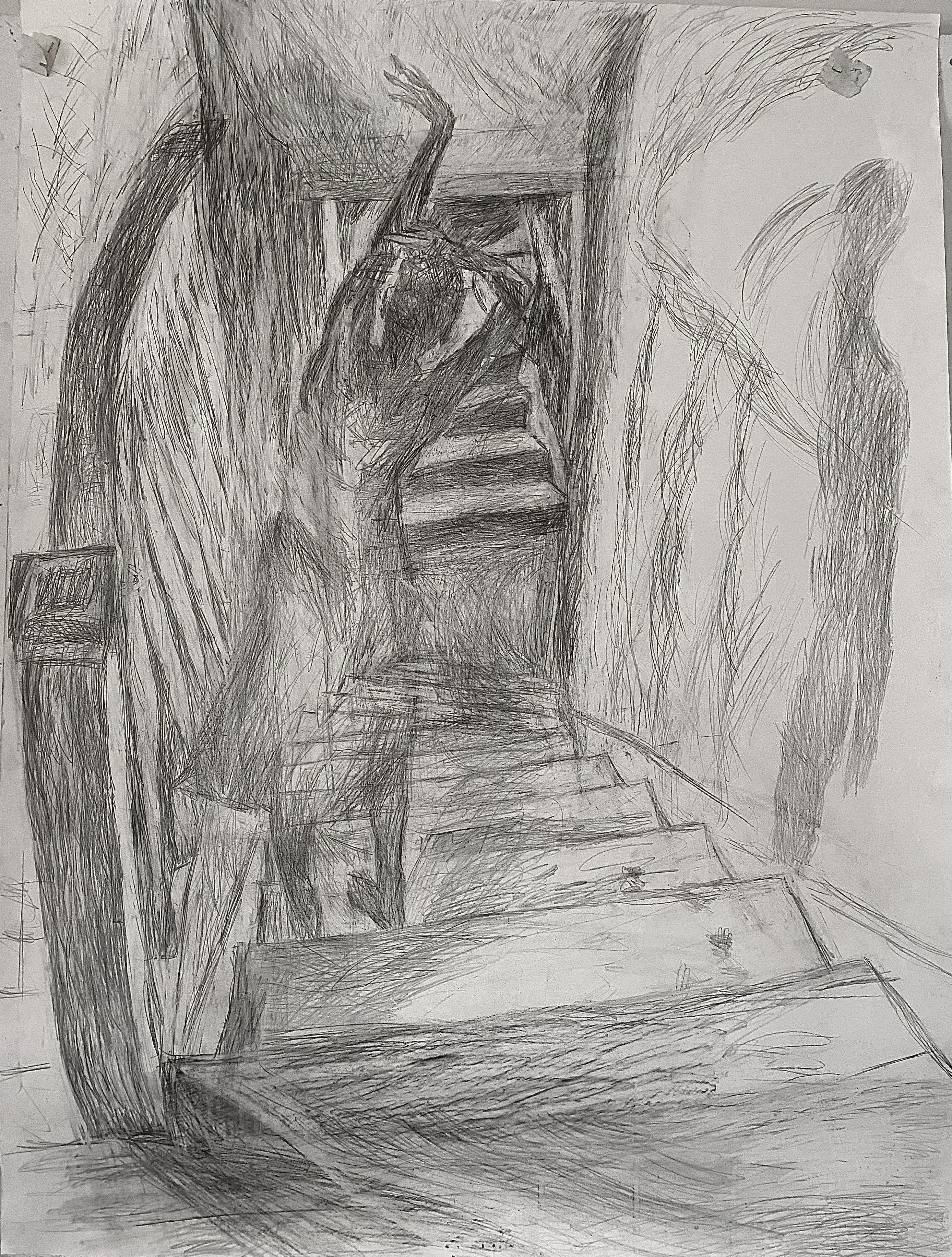 Backstairs, drawing, 137 x 101 cm,  2022