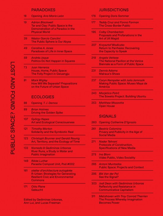 Edited by Gediminas Urbonas, Ann Lui and Lucas Freeman. I contributed a preface to this collection of projects and essays that together reflect on the rapidly changing formulations of public space in the age of digital media, vast ecological crises, and civic uprisings.