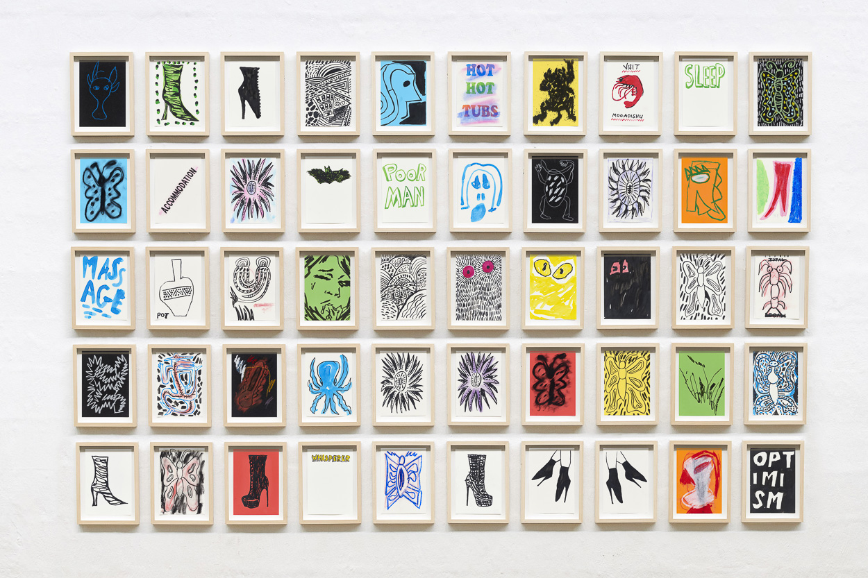 Hot Hot Tubs, 2020. ink, pastel, and charcoal on paper. each 21cm x 15cm