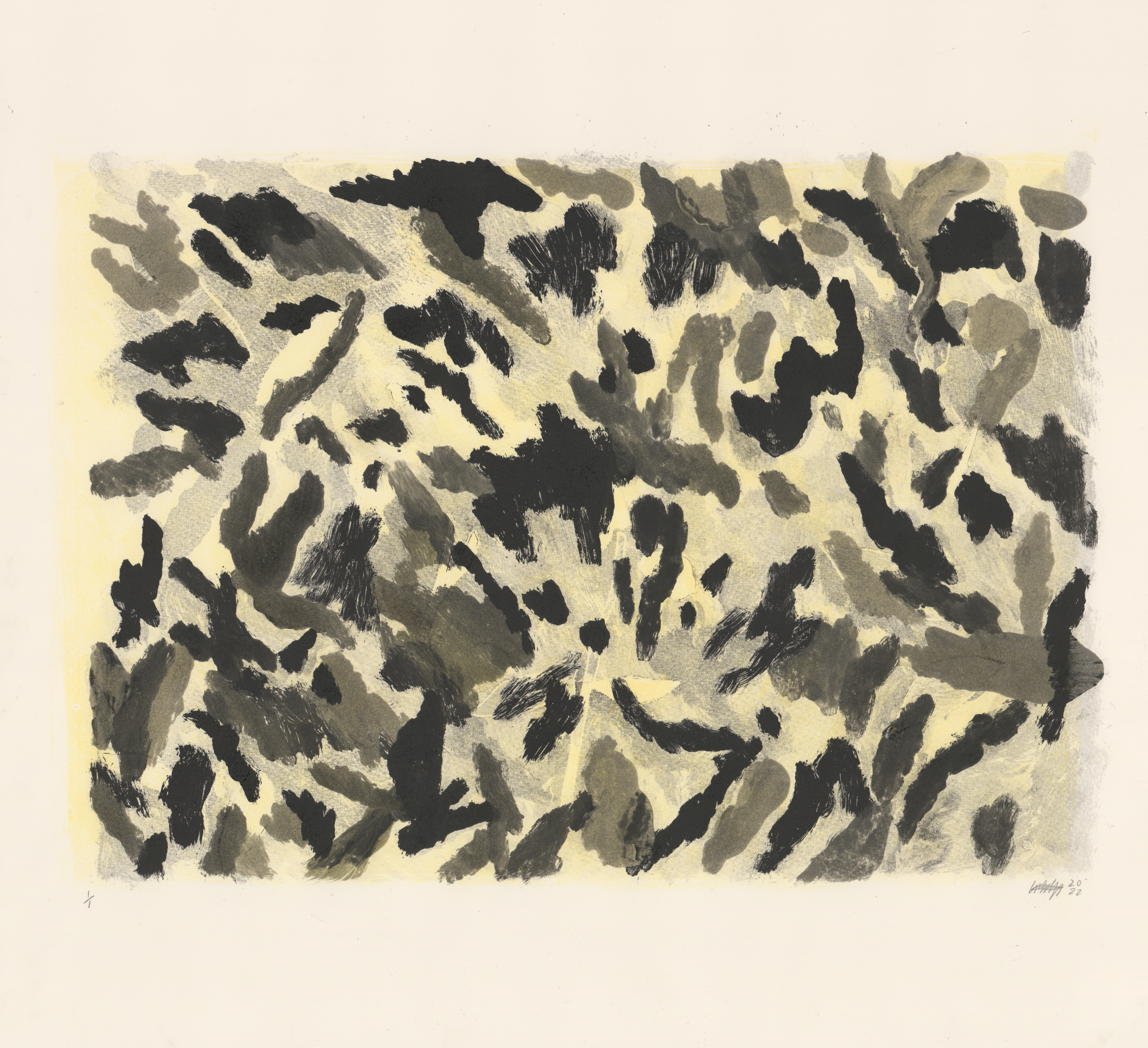 Night shadows, monotype on paper