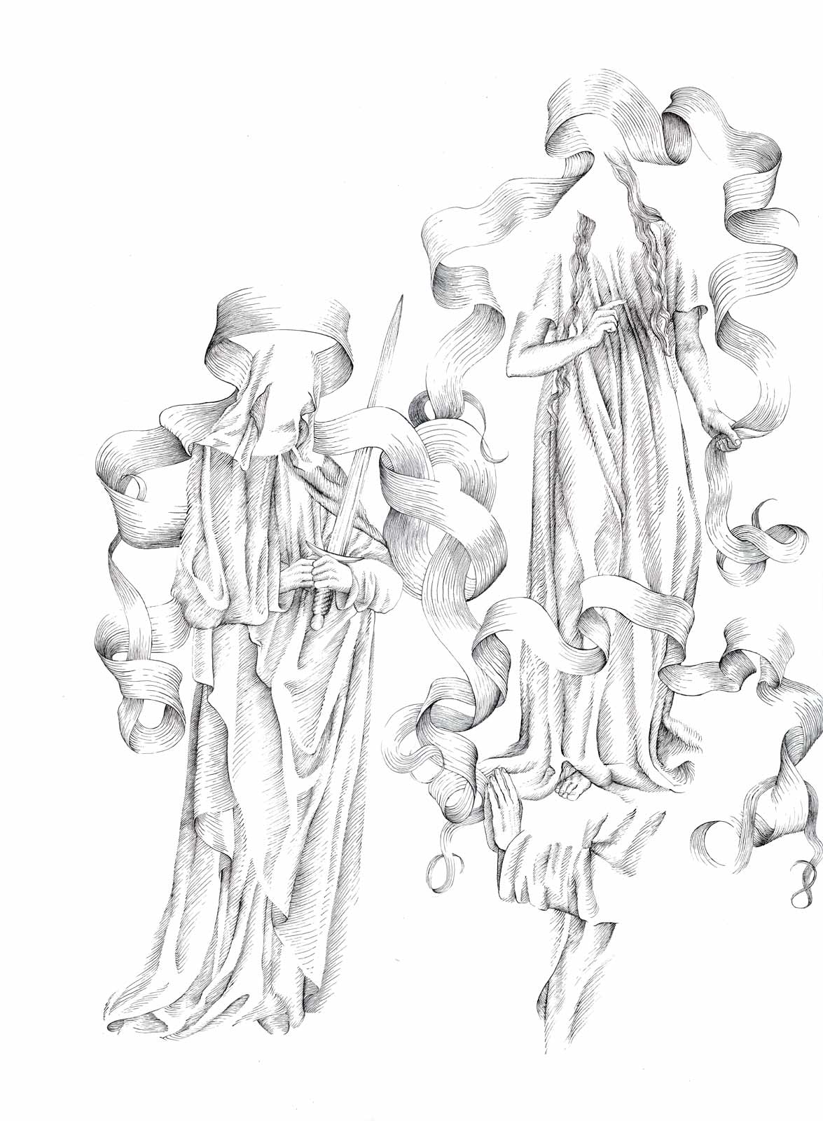 Sybillas, 2018, ink on Bristol board, 56.5 x 41.5 cm.