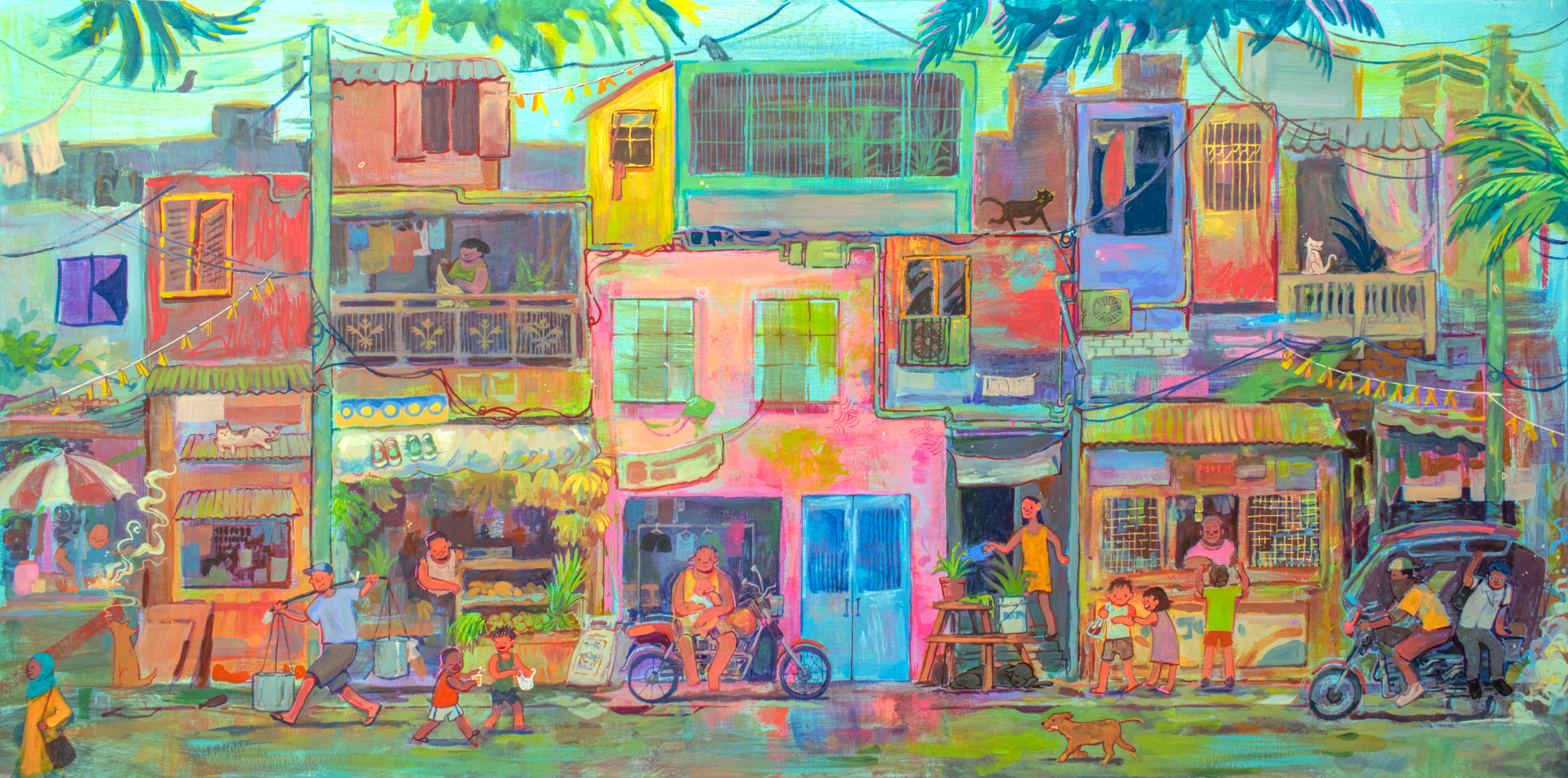 BarangayAcrylic & Acrylic Gouache on Panel, 36x18 inches Photographed by Oliver Walker