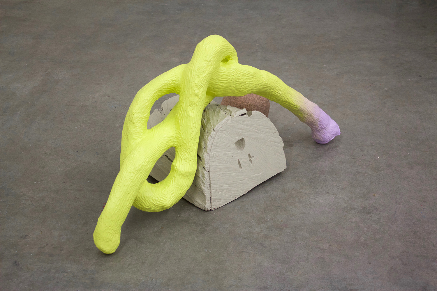As we lay together, 2017. Forton, plaster, acrylic latex paint and wood. 45” x 24” x 22”