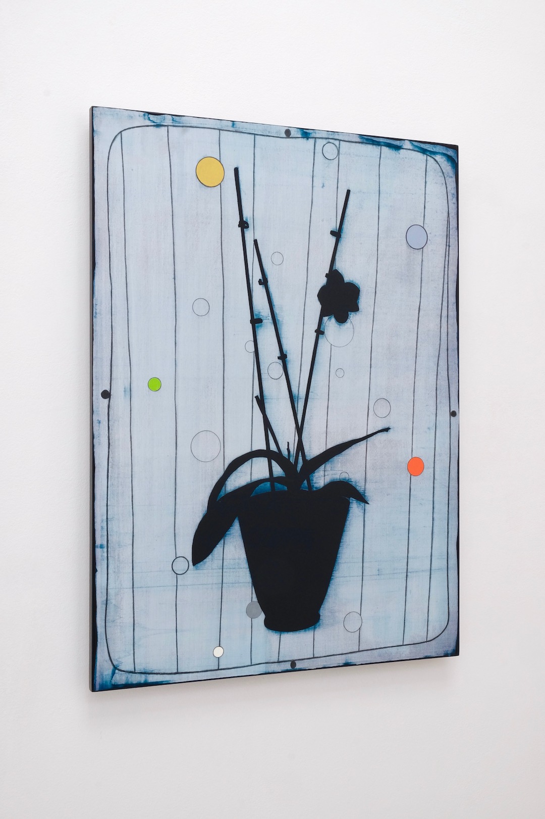 Untitled 2019, acrylic, alkyd and pencil on panel, 55 x 40 cm