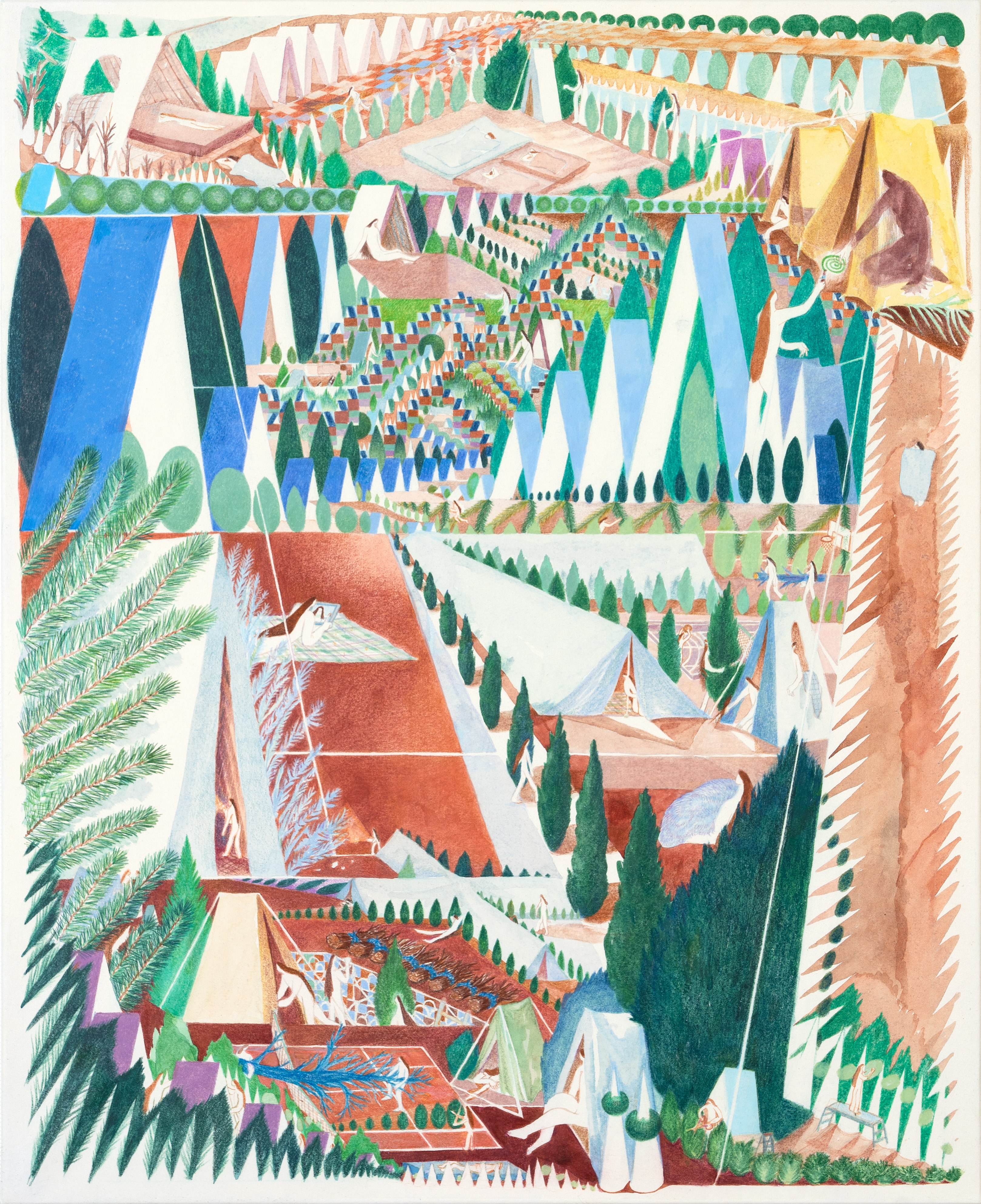 Orange ground, Watercolor, colored pencil, Japanese paper 65×53cm 2023