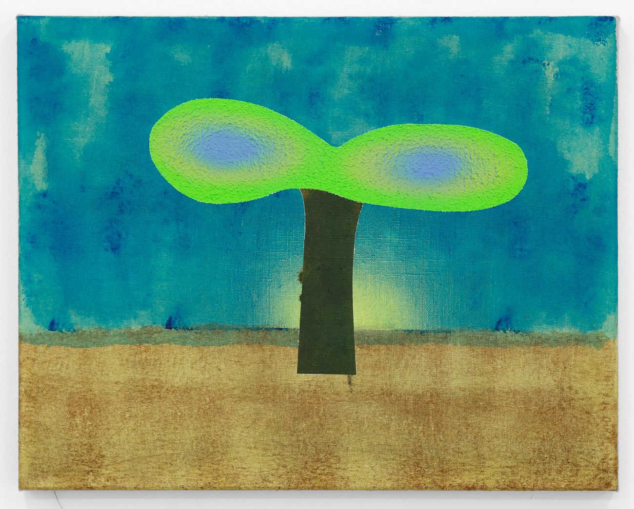Tree on Phthalo Blue, 2023 Acrylic, resin, aquarellable pencil and sand on linen 40 x 50 cm