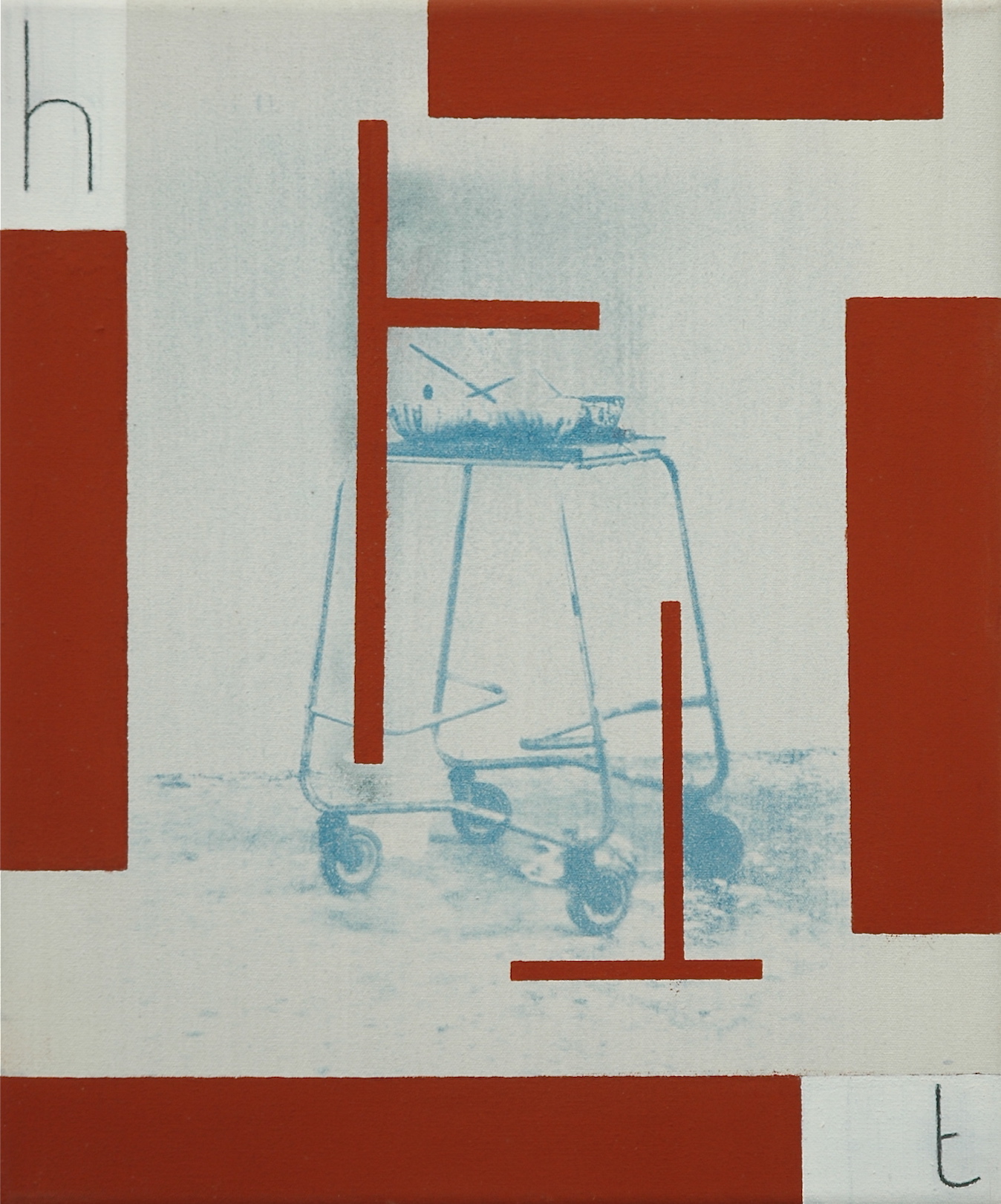 Untitled 1998, cyanotype, acrylic and pencil on canvas, 30 x 25 cm
