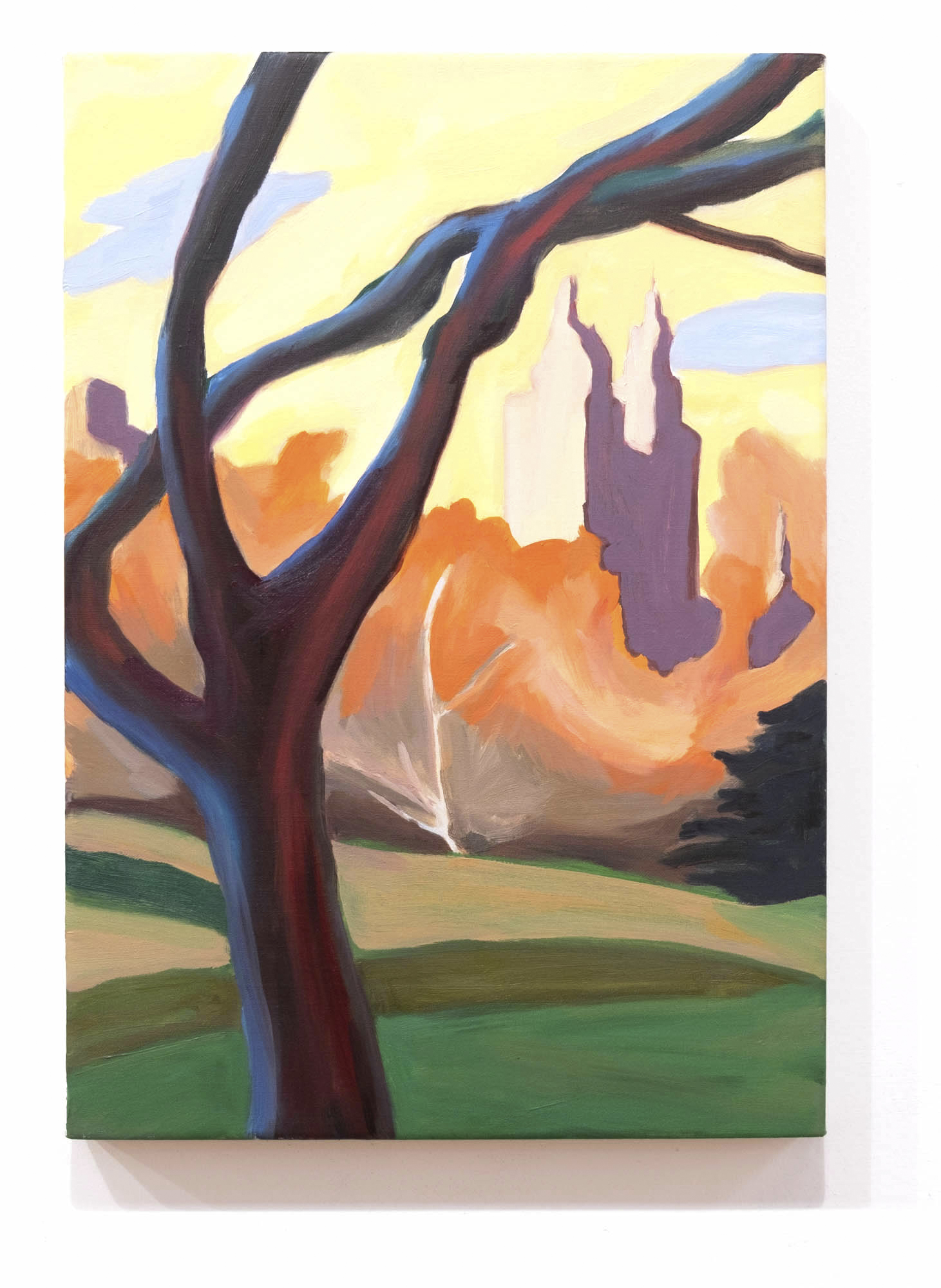 Blue tree and lawn, Central Park, oil on linen, 20 x 14 inches, 2020 (private collection)