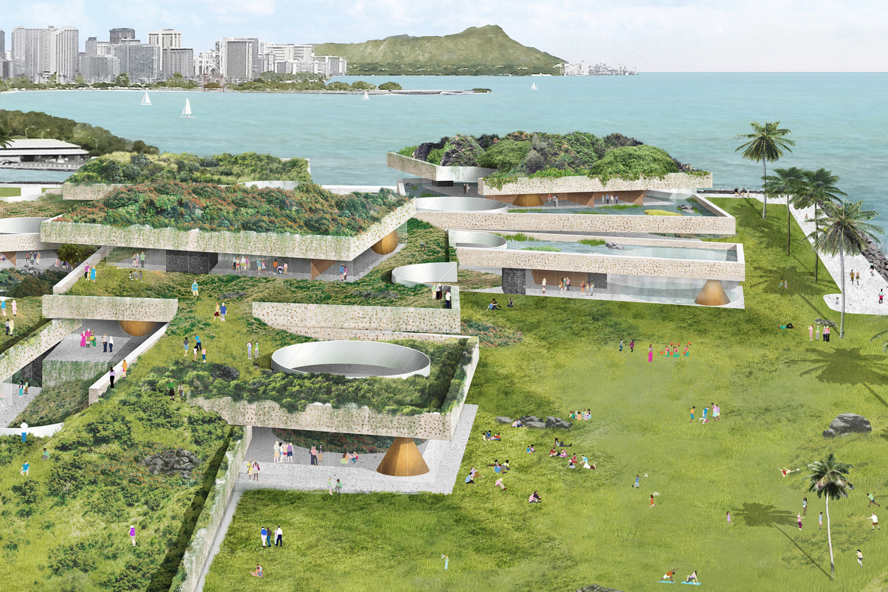 ● Render view / Presidential Library, Competition / MOS / Role: Designer / Honolulu, Hawaii (2014)