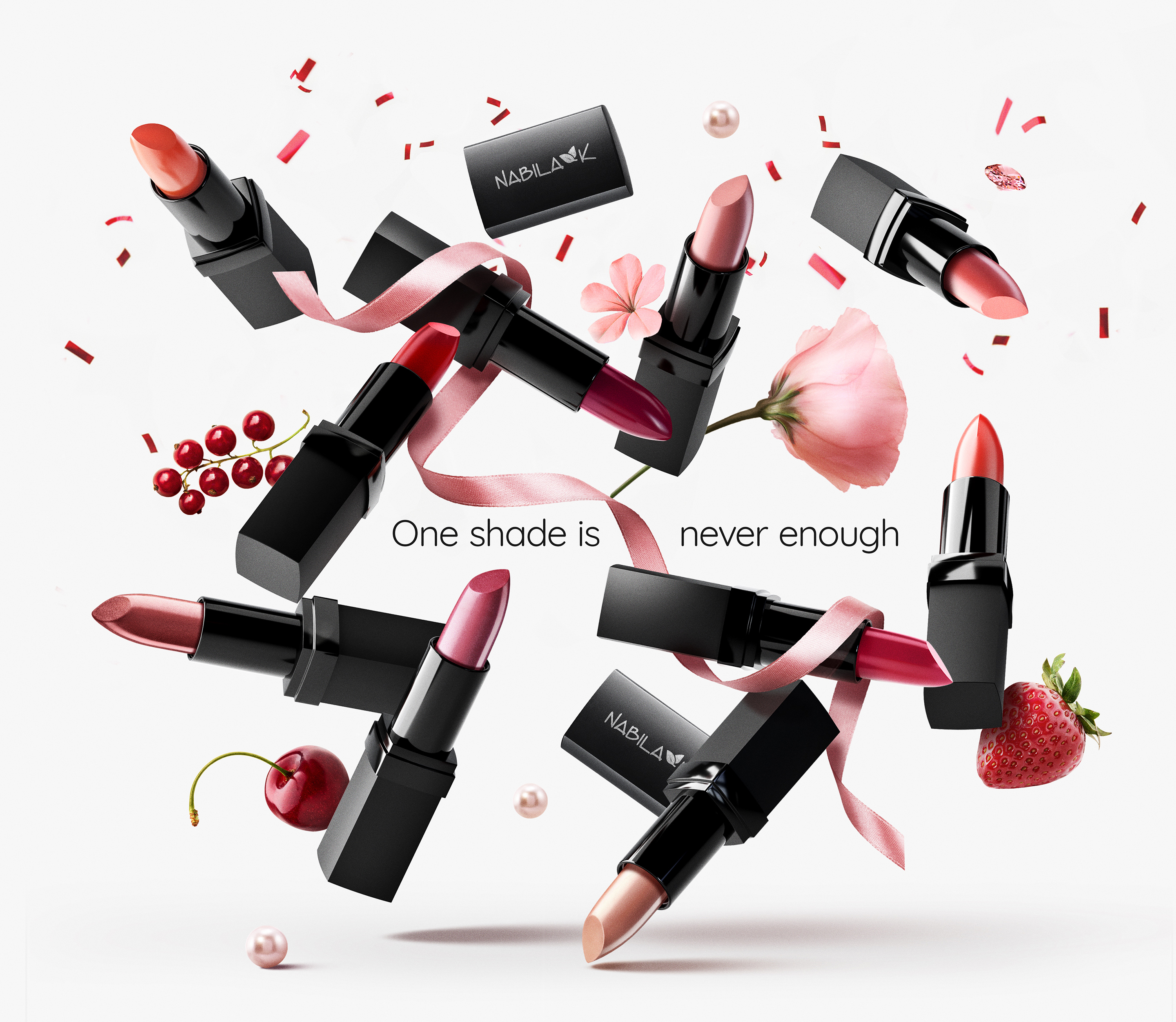 Social media campaign for the lip stick products line. Cosmetic product photography. Makeup product styling. Created by Eclectic M Studio.