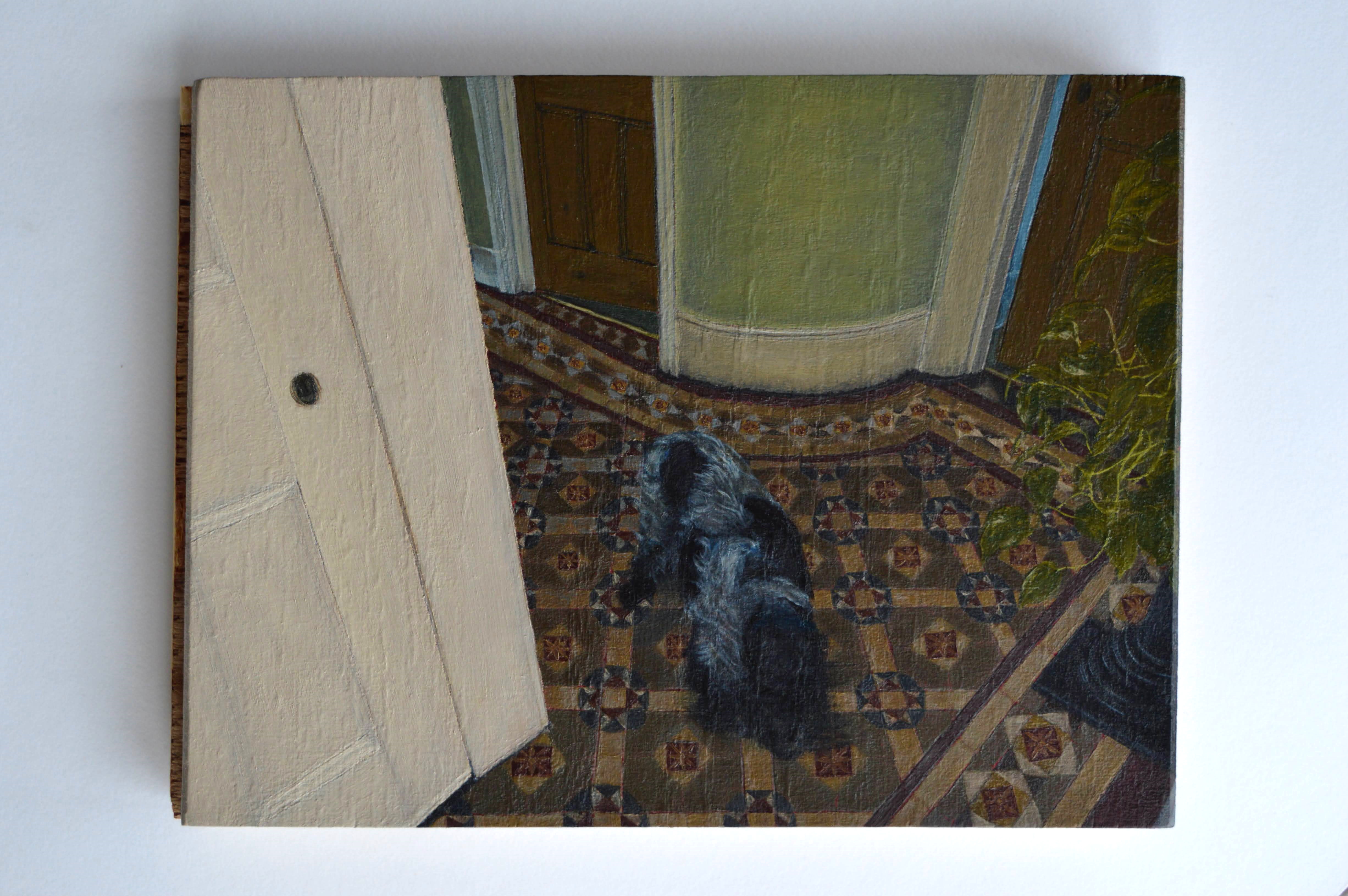 schatzi!   oil on floorboard, 17.5 x 24 cm 